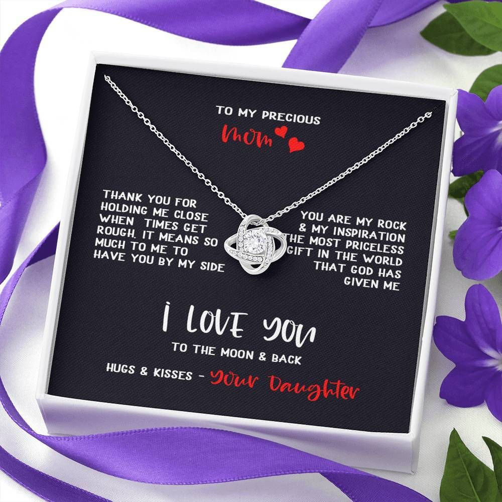 Family To Precious Mom Thank For Holding Me Close Love Knot Necklace For Mom