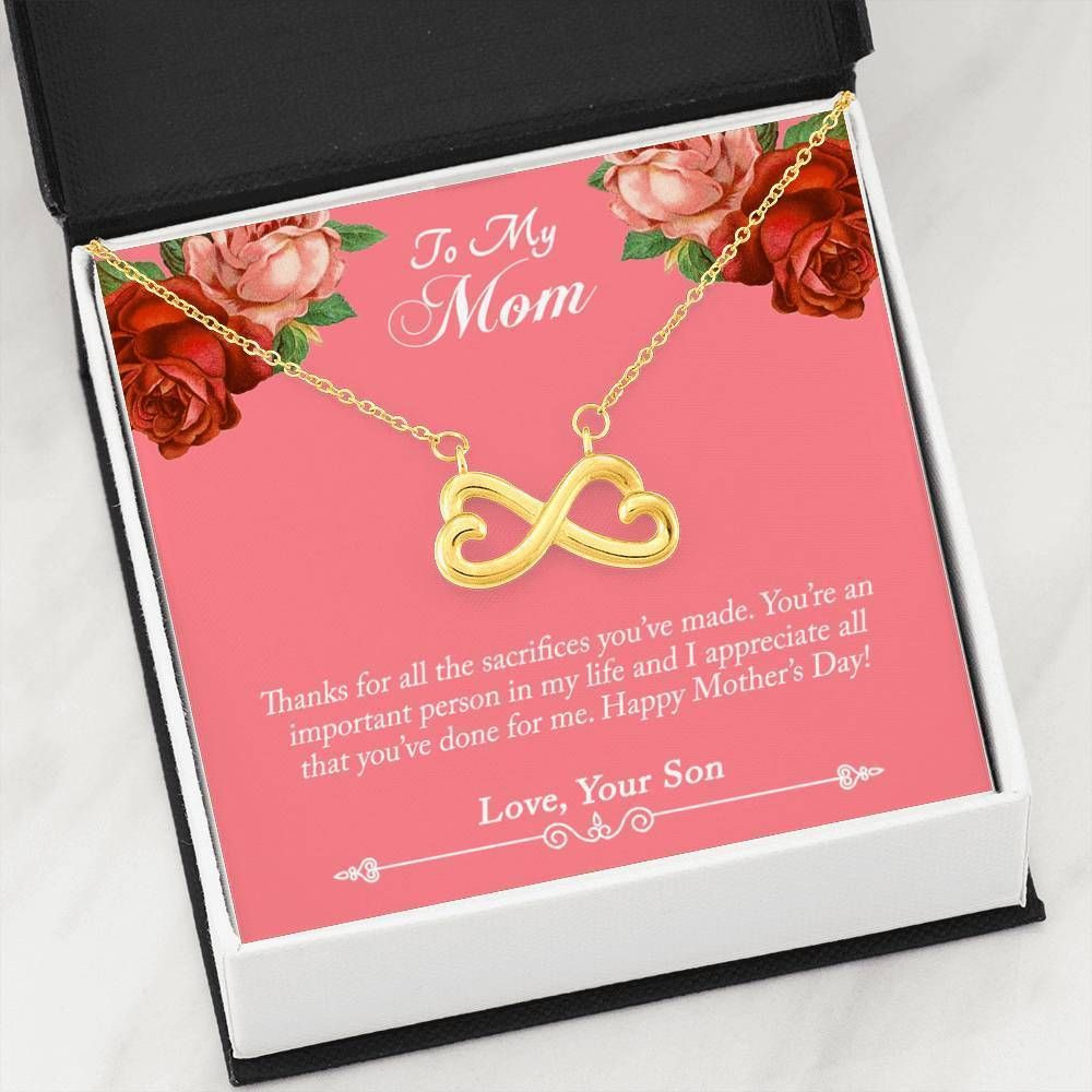 Family You Are Important Son Gift For Mom Silver Infinity Heart Necklace
