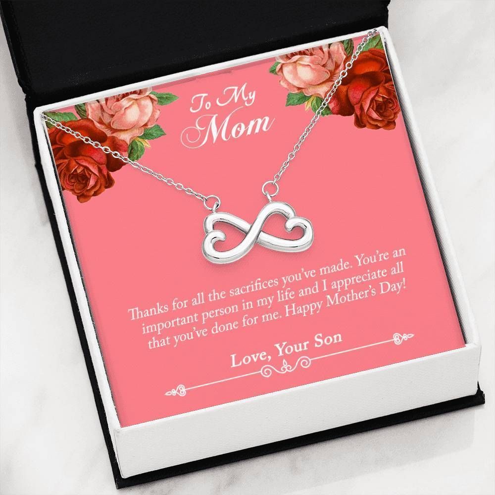Family You Are Important Son Gift For Mom Silver Infinity Heart Necklace