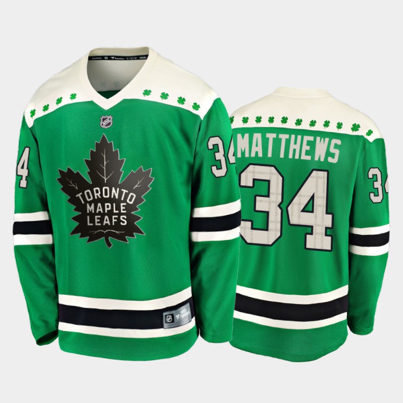 Fanatics Auston Matthews #34 Maple Leafs 2020 St. Patrick's Day Player Jersey Green