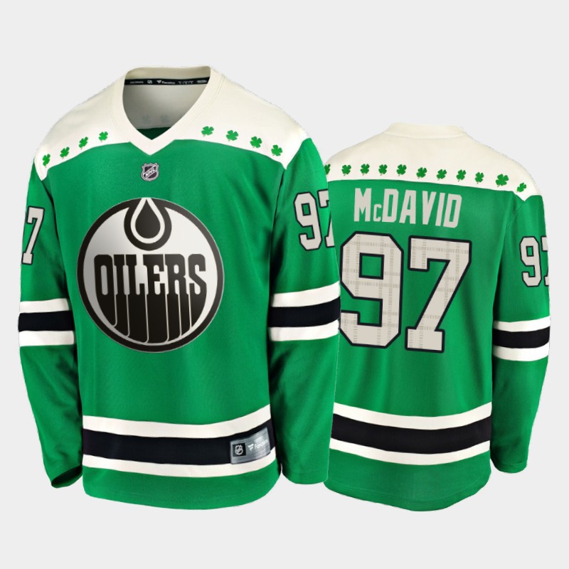 Fanatics Connor McDavid #97 Oilers 2020 St. Patrick's Day Player Jersey Green