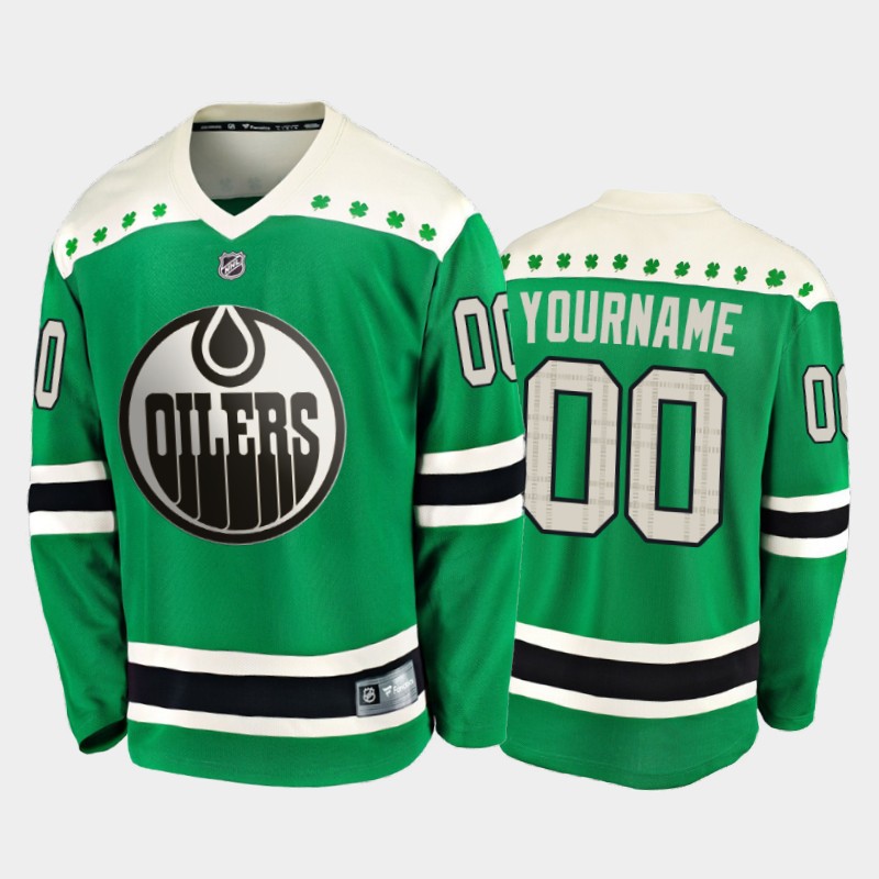 Fanatics Custom #00 Oilers 2020 St. Patrick's Day Player Jersey Green