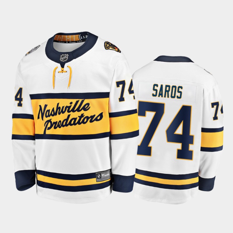 Fanatics Predators Juuse Saros #74 White 2020 Winter Classic Breakaway Player Jersey