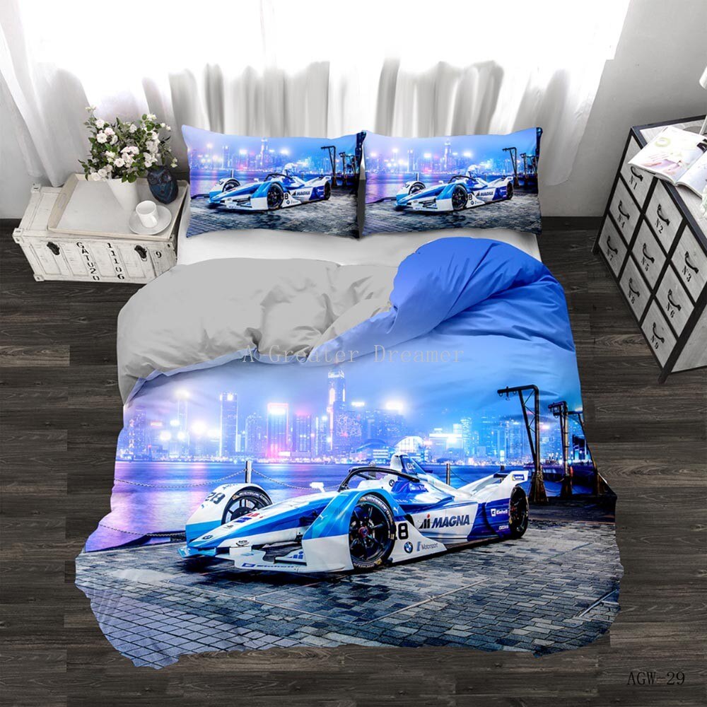 Fashion Car Duvet Cover Cool Racing Boys Bedding Set Pillowcases Bed Linings Jeep Car Home Textiles Adult Teen King