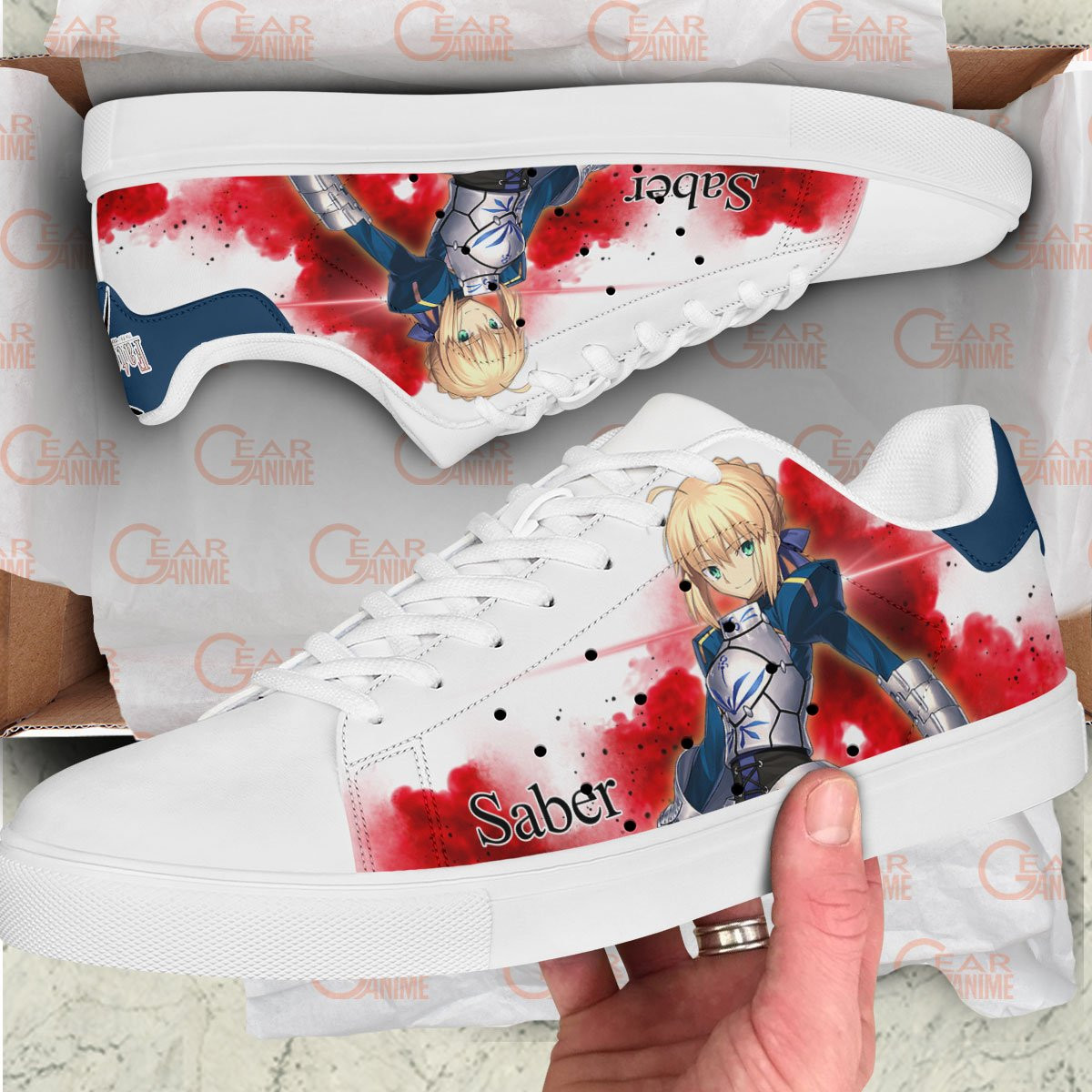 Fate Zero Saber Skate Sneakers Custom Anime Shoes