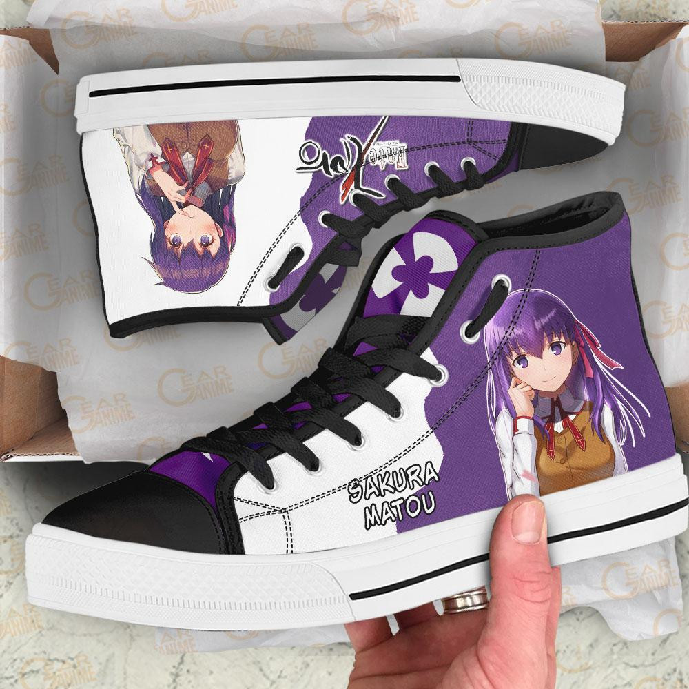 Fate Zero Sakura Matou High Top Shoes Custom Anime Sneakers