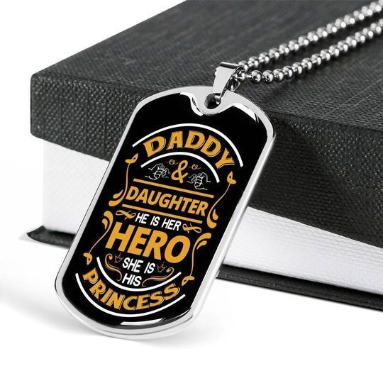 Father And Daughter Hero Dog Tag Necklace Gift For Dad