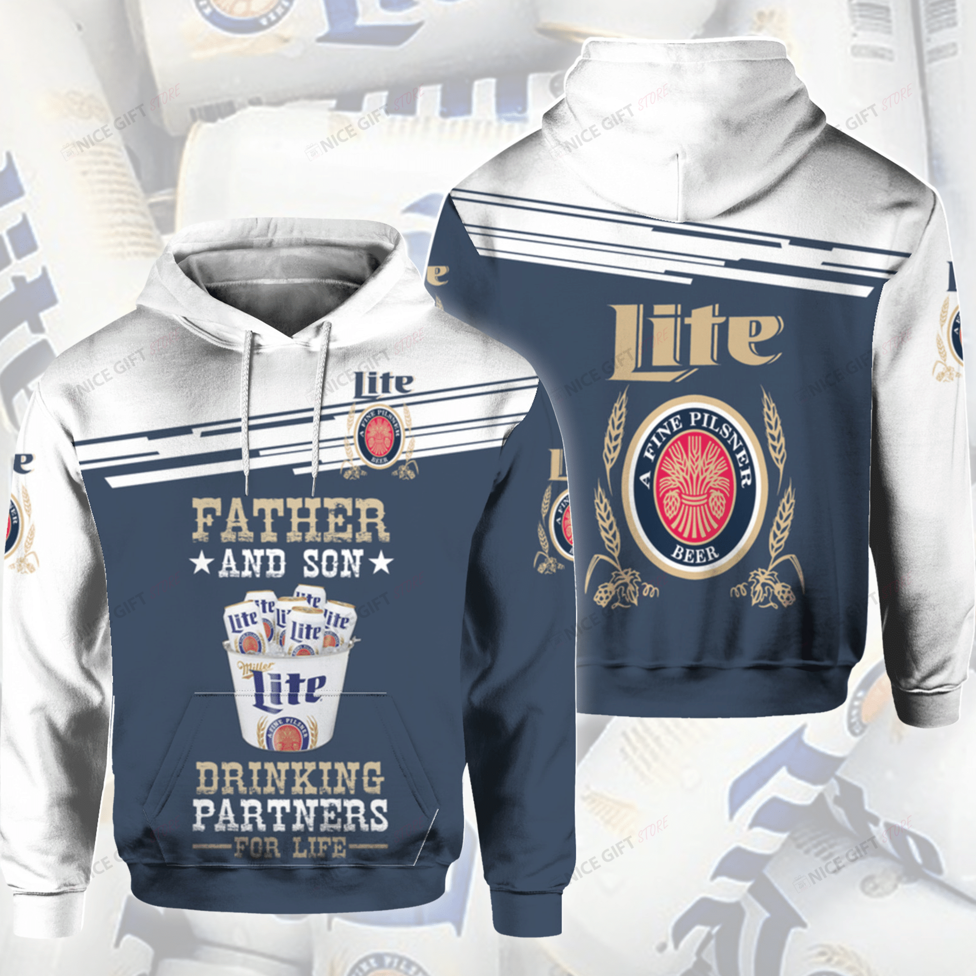Father And Son Drinking Partners For Life 3D Hoodie Gift For Fans