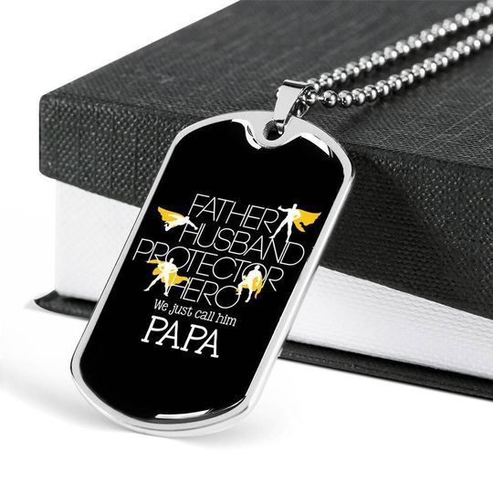 Father Husband Protector Hero Dog Tag Necklace Gift For Dad
