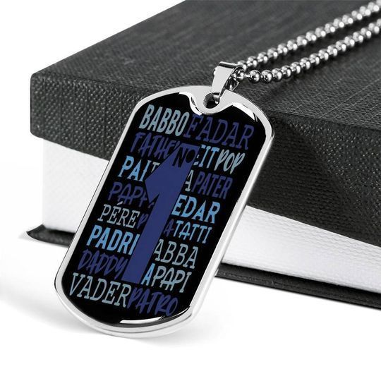 Father No One Stainless Dog Tag Pendant Necklace Gift For Dad