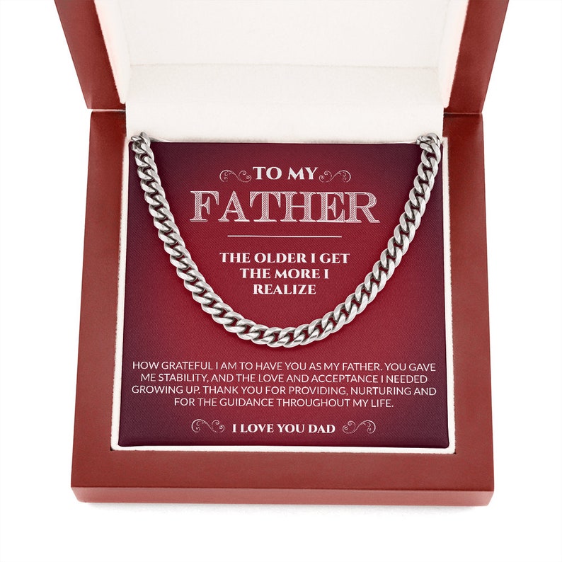 Fathers Day Gift From Daughter Son, Gift For Dad, Birthday Gift For Dad From Daughter Son, Necklace Dad, Cuban Link Chain Necklace