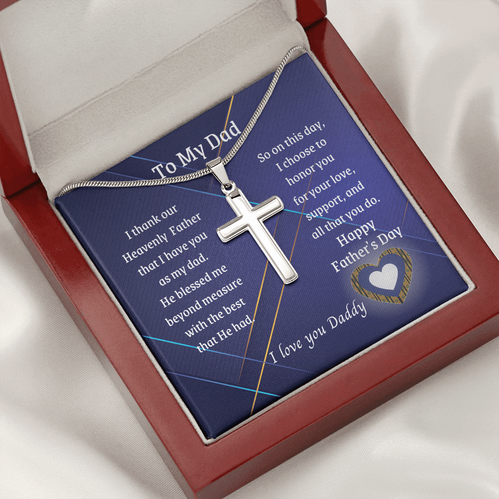 Father’s Day Personalized Cross Necklace With Heart – To My Dad