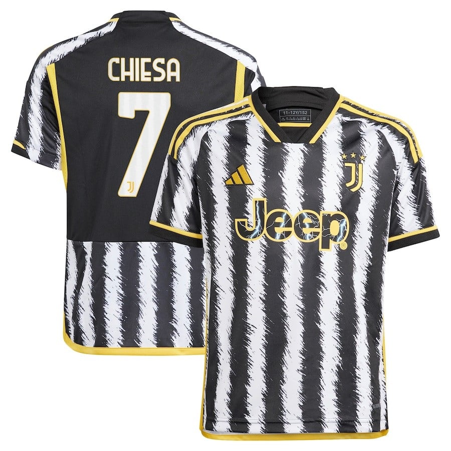 Federico Chiesa 7 Juventus 2023/24 Home  Soccer Jersey – Black