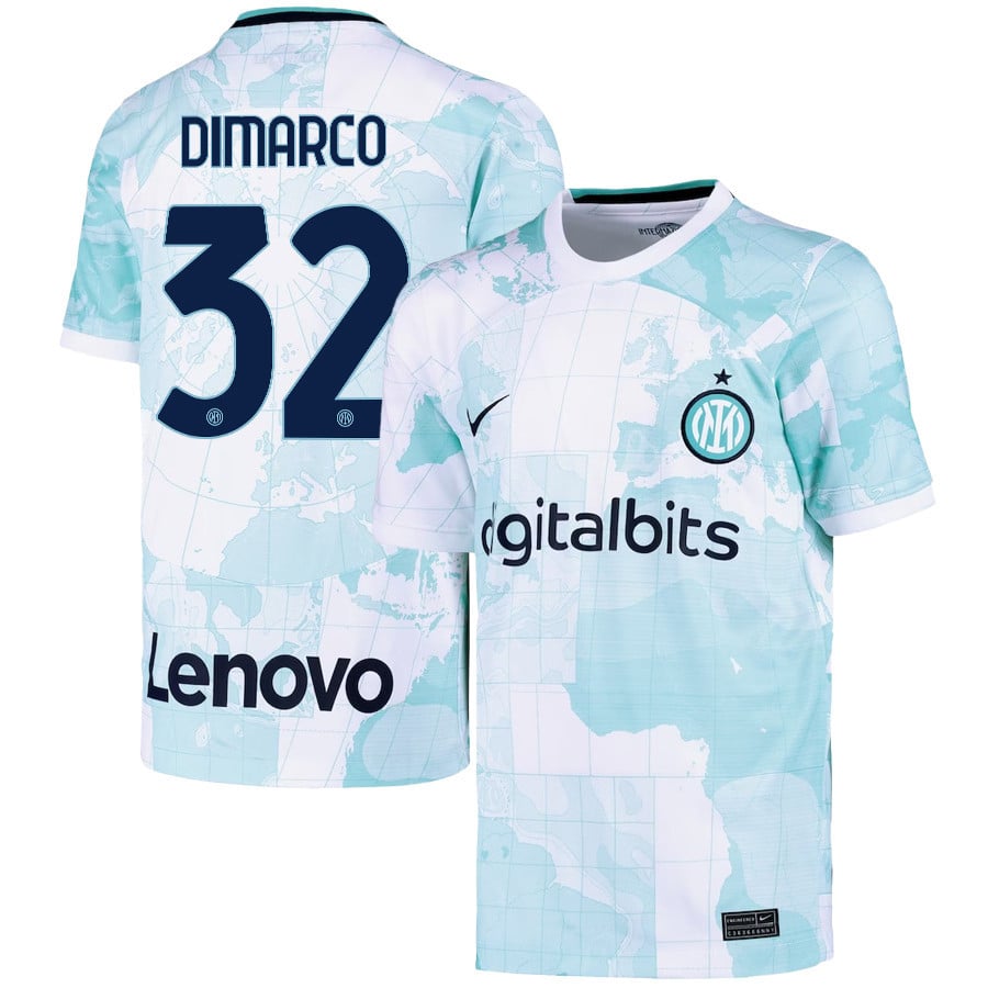 Federico Dimarco 32 Inter Milan 2022/23 Away Jersey – Youth, Light Green
