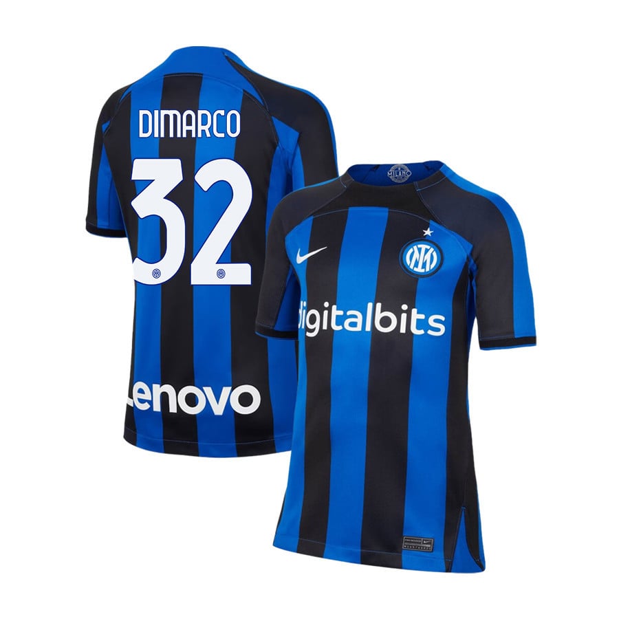 Federico Dimarco 32 Inter Milan 2022/23 Home Jersey – Youth, Black/Blue
