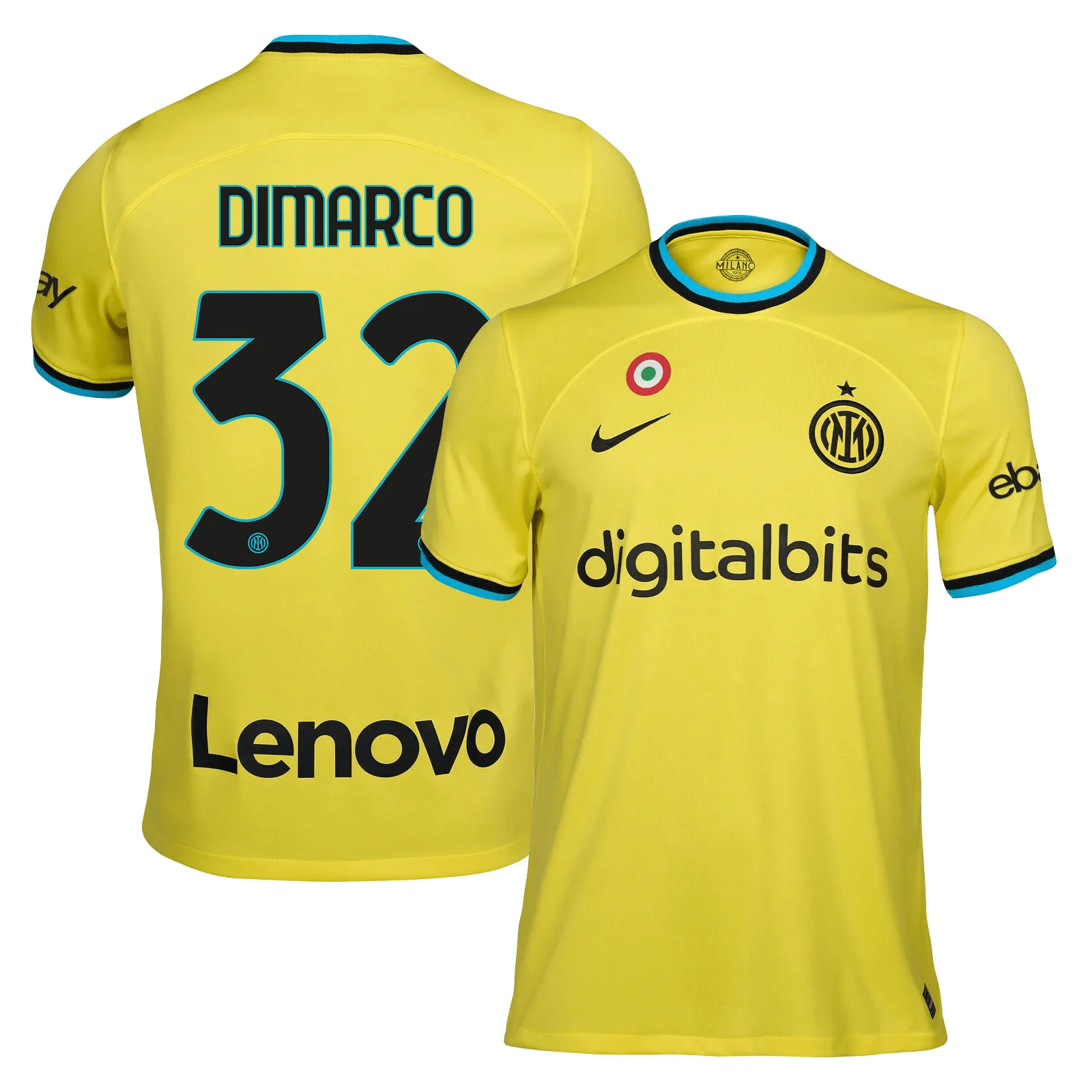 Federico Dimarco 32 Inter Milan 2022/23 Third Men Jersey – Yellow