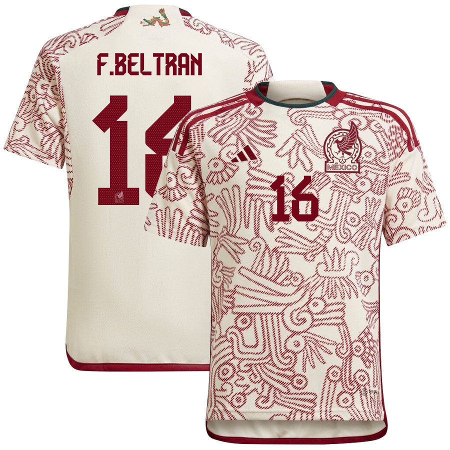 Fernando Beltrán 16 Mexico National Team Qatar World Cup 2022-23 – White Away  Soccer Jersey
