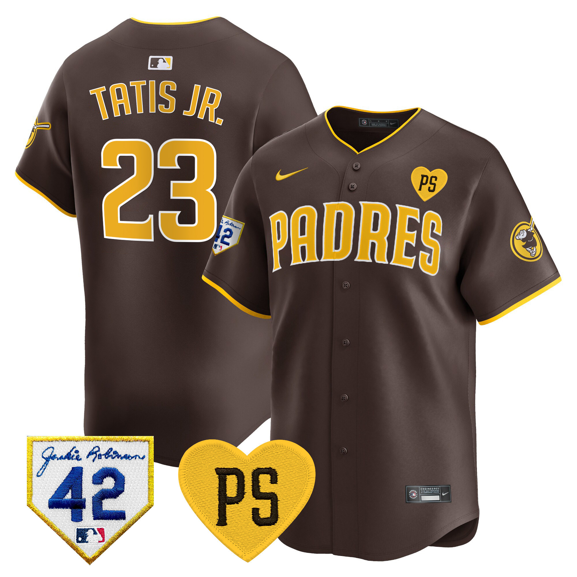 Fernando Tatis Jr. Men's San Diego Padres 2024 "For Peter" & Robinson Patch Vapor Premier Limited Brown Jersey - All Stitched