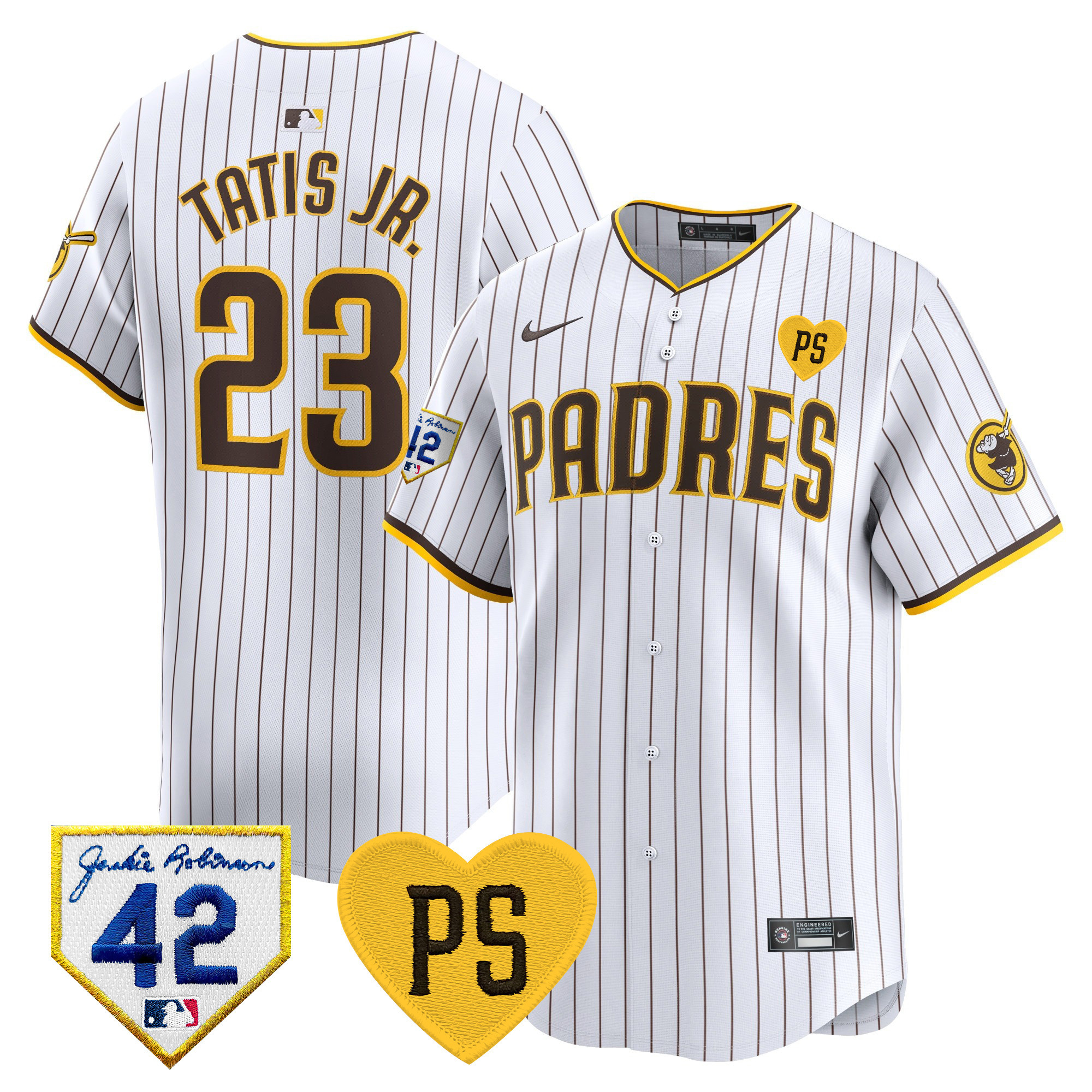 Fernando Tatis Jr. Men's San Diego Padres 2024 "For Peter" & Robinson Patch Vapor Premier Limited White Jersey - All Stitched