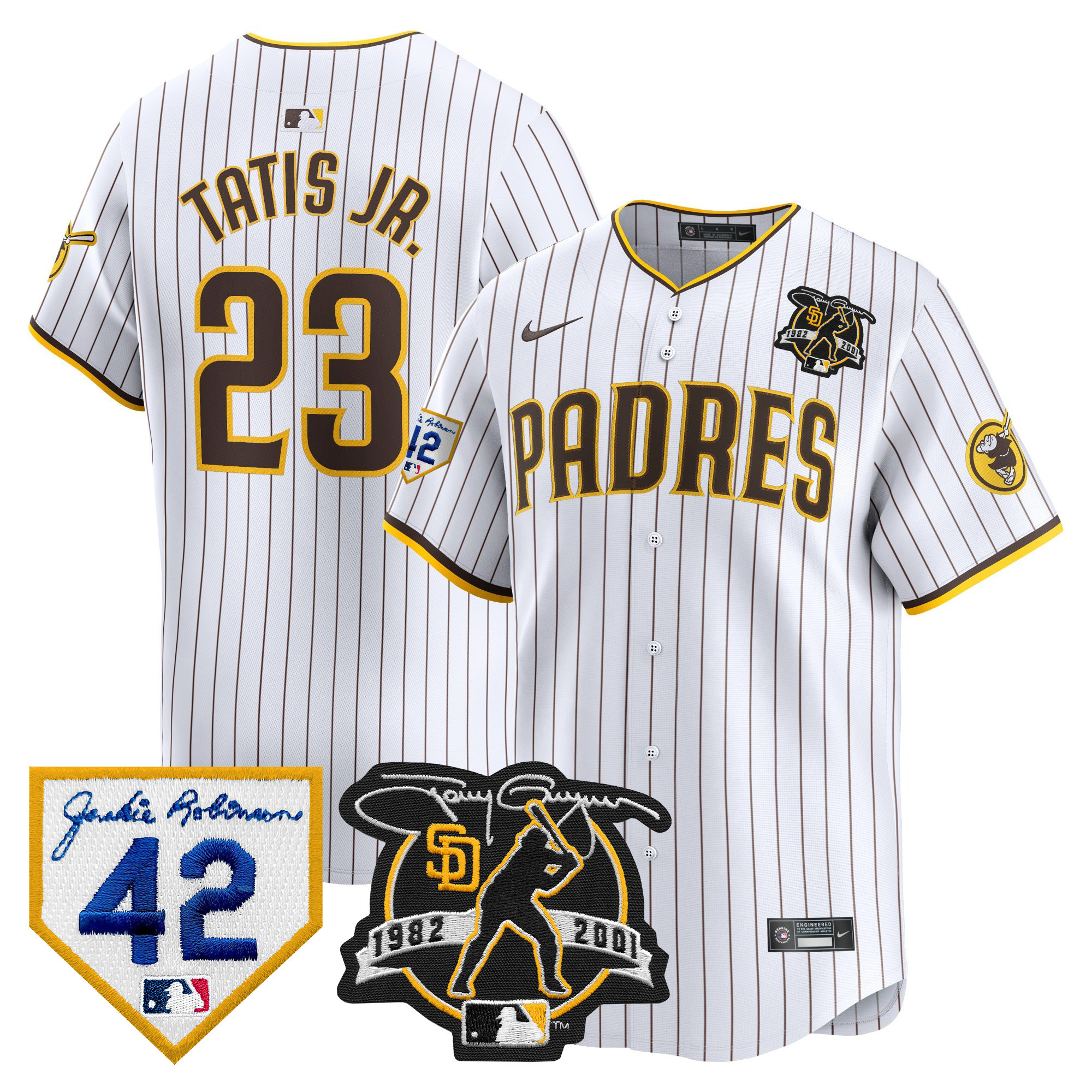 Fernando Tatis Jr. Men's San Diego Padres 2024 Tony Gwynn & Robinson Patch Vapor Premier Limited White Jersey - All Stitched