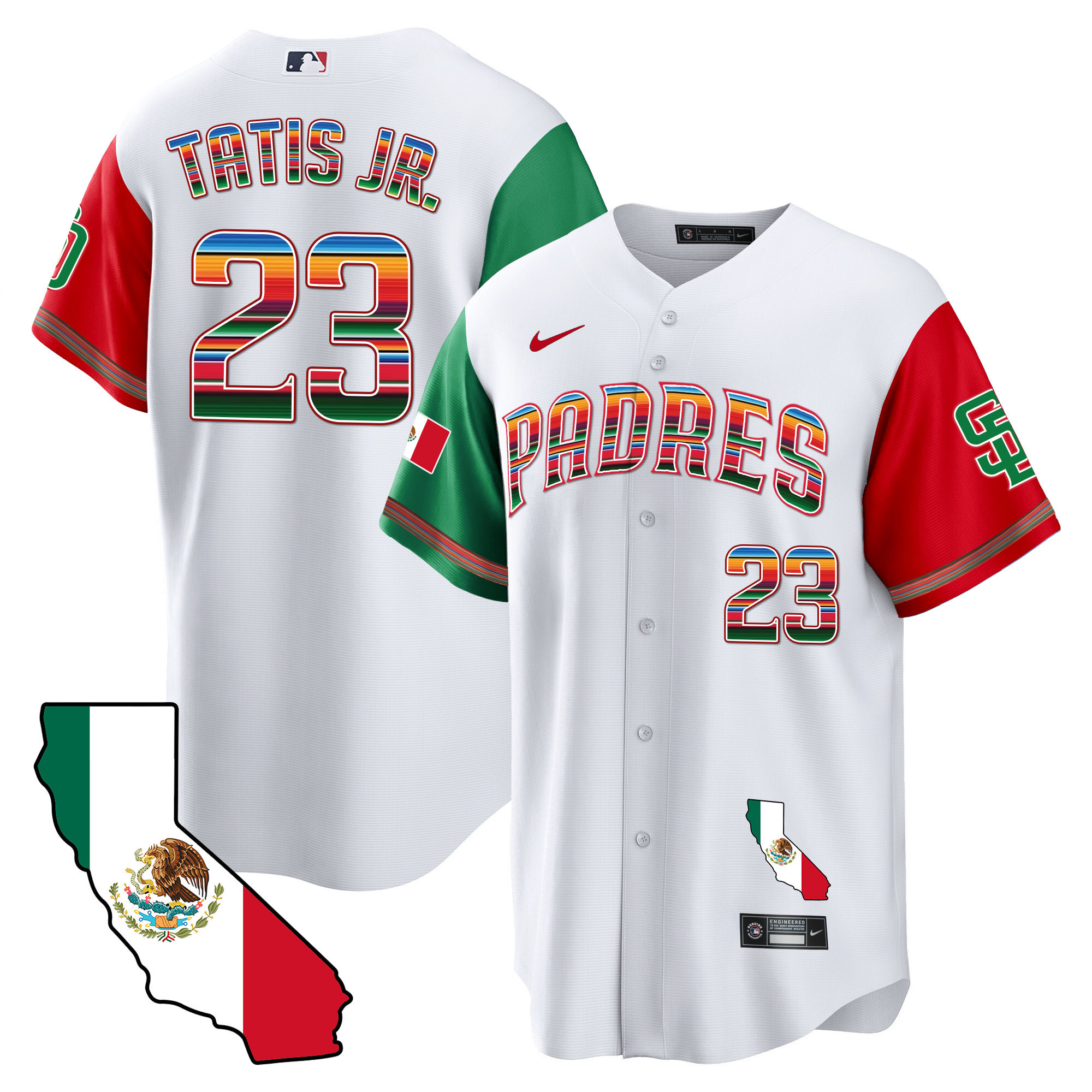 Fernando Tatis Jr. Men's San Diego Padres California Map Cool Base Color Sleeves Jersey - All Stitched