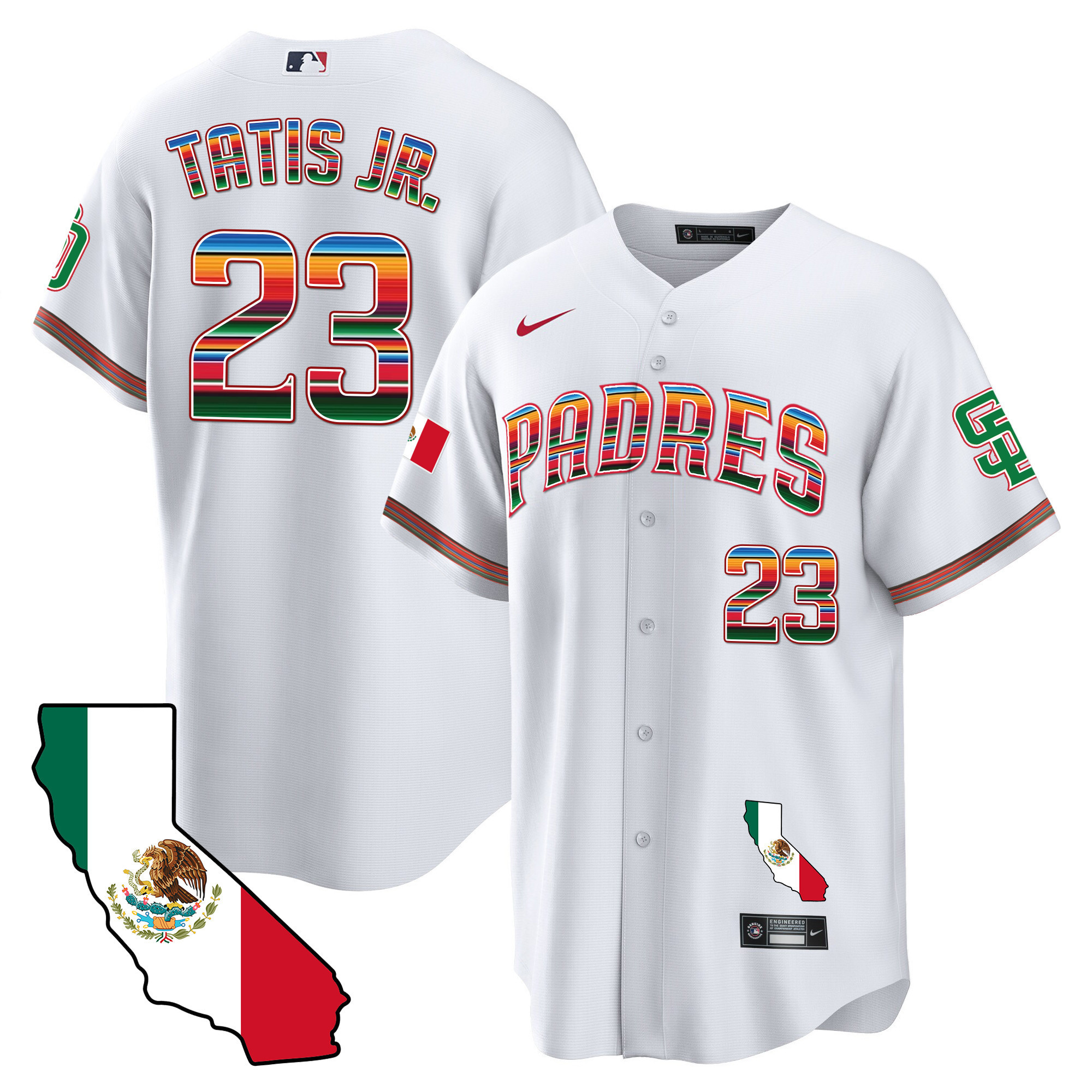 Fernando Tatis Jr. Men's San Diego Padres California Map Cool Base White Jersey - All Stitched