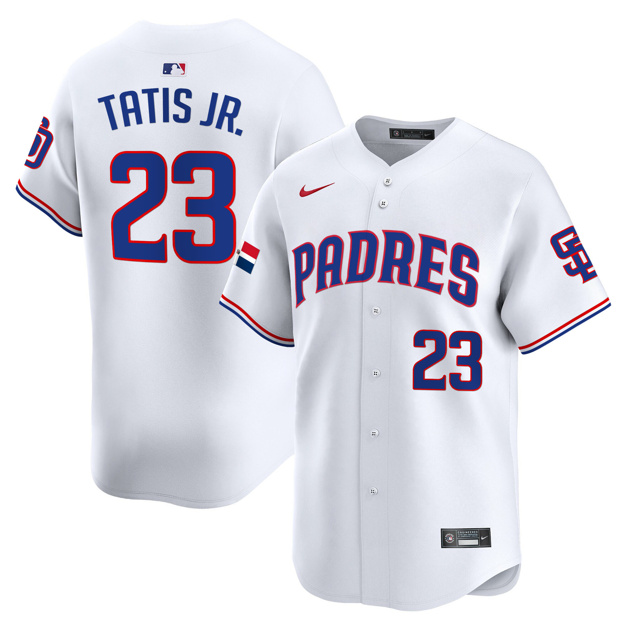 Fernando Tatis Jr. Men's San Diego Padres Dominican Republic Vapor Premier Limited White Jersey - All Stitched