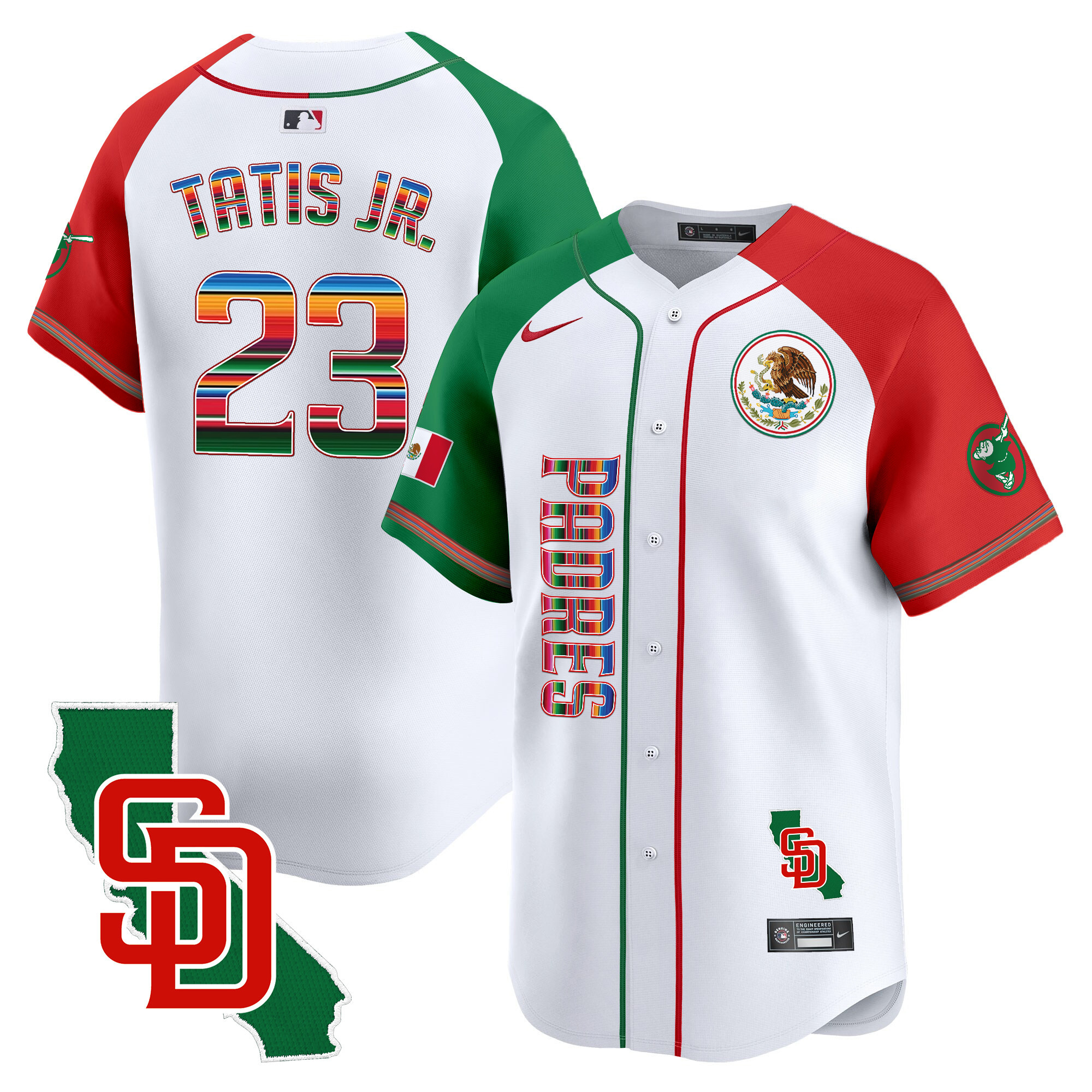 Fernando Tatis Jr. Men's San Diego Padres Mexico California Patch Vapor Premier Limited V2 Alternate Jersey - All Stitched