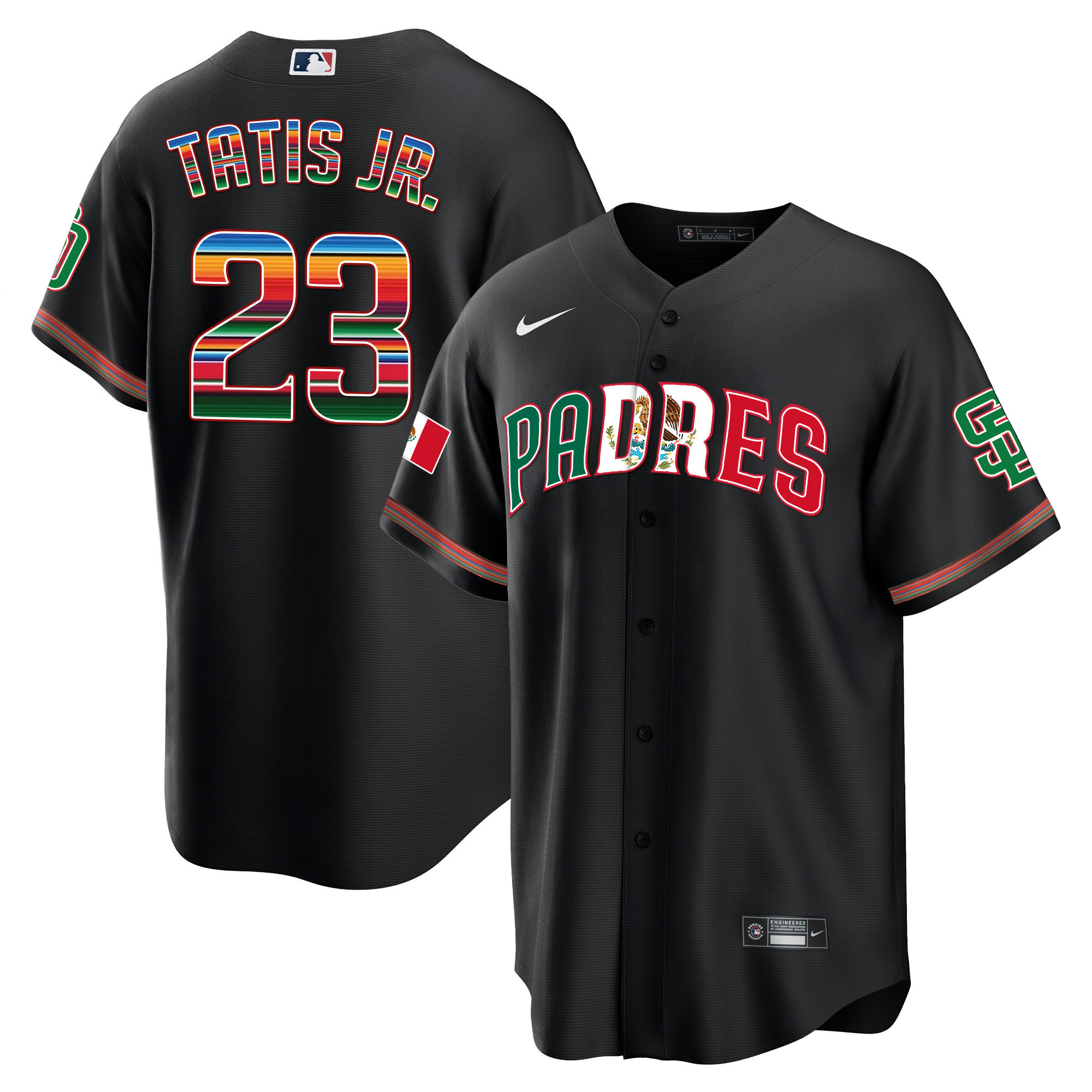 Fernando Tatis Jr. Men's San Diego Padres Mexico Cool Base Limited V2 Black Jersey - All Stitched