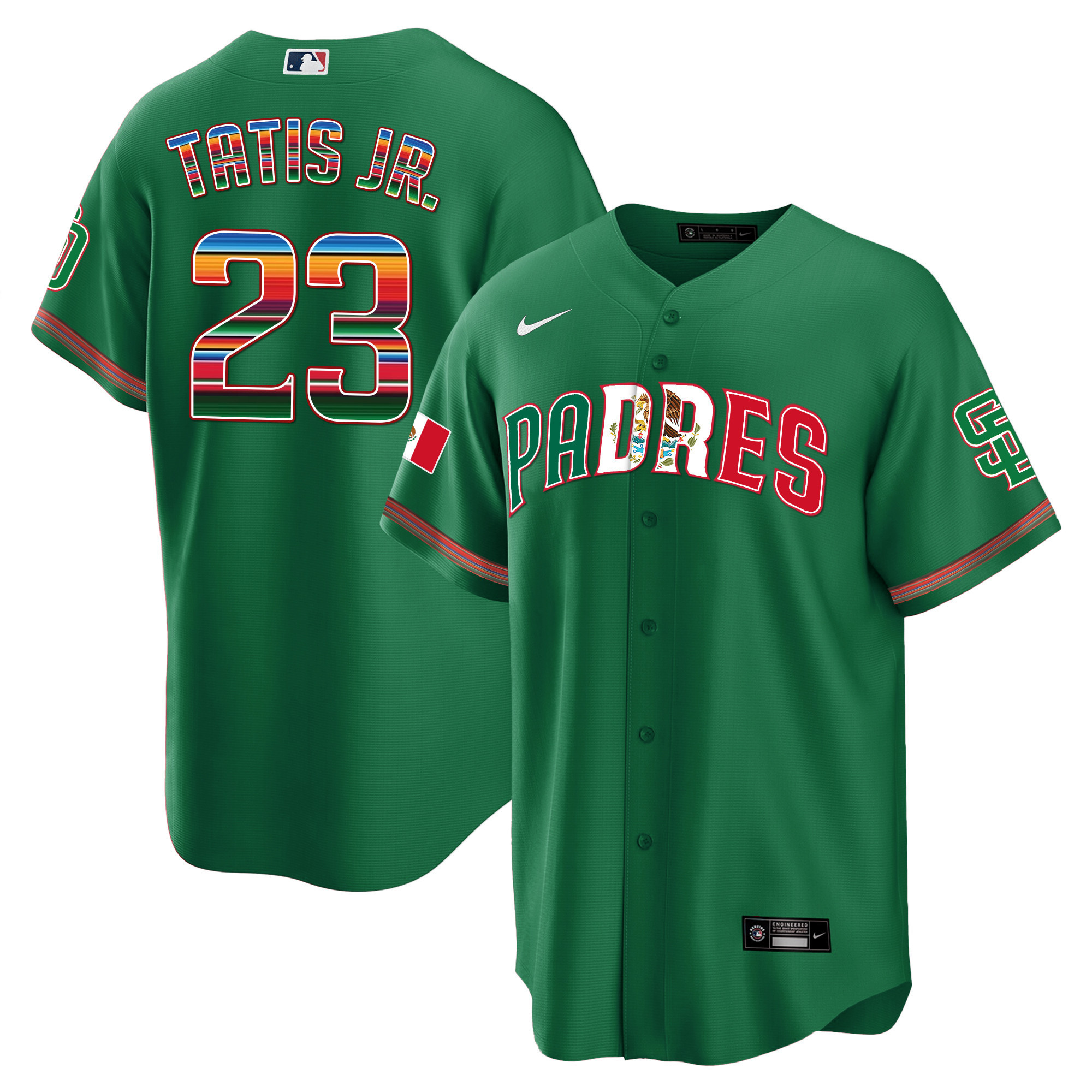 Fernando Tatis Jr. Men's San Diego Padres Mexico Cool Base Limited V2 Green Jersey - All Stitched