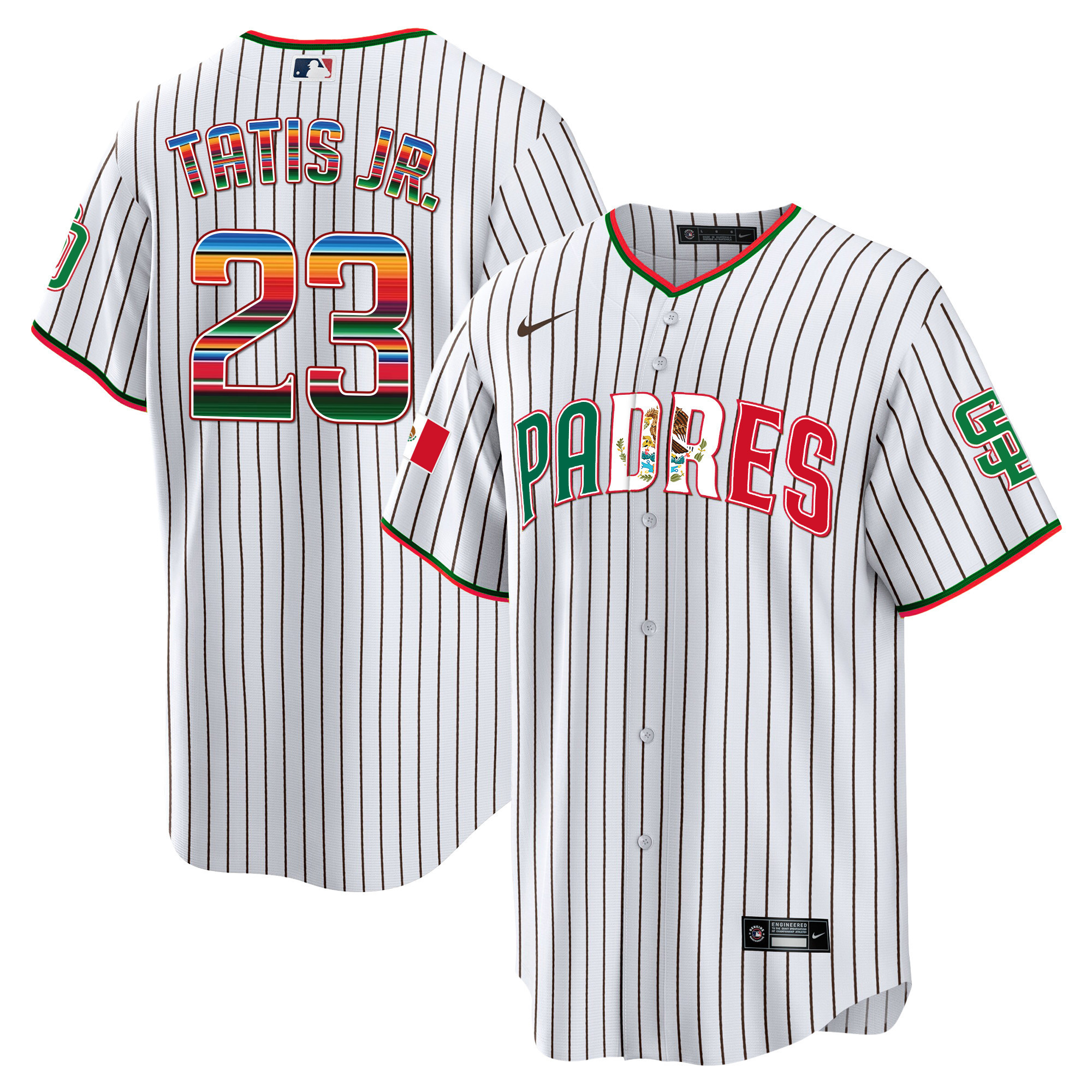 Fernando Tatis Jr. Men's San Diego Padres Mexico Cool Base Limited V2 Pinstripe Jersey - All Stitched