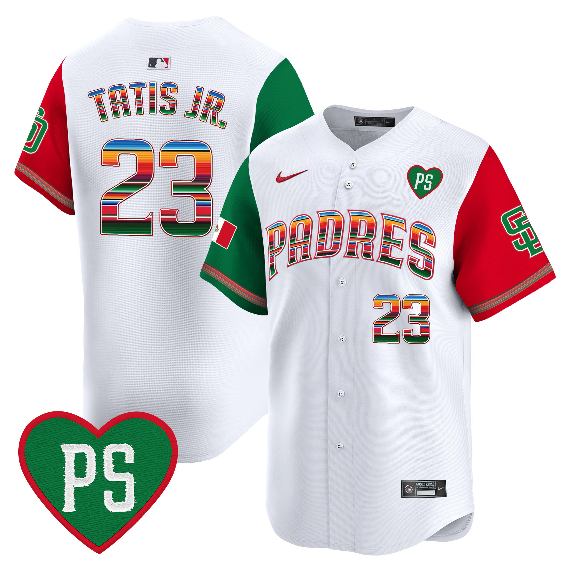 Fernando Tatis Jr. Men's San Diego Padres Mexico "For Peter" Patch Vapor Premier Limited Color Sleeves Jersey - All Stitched