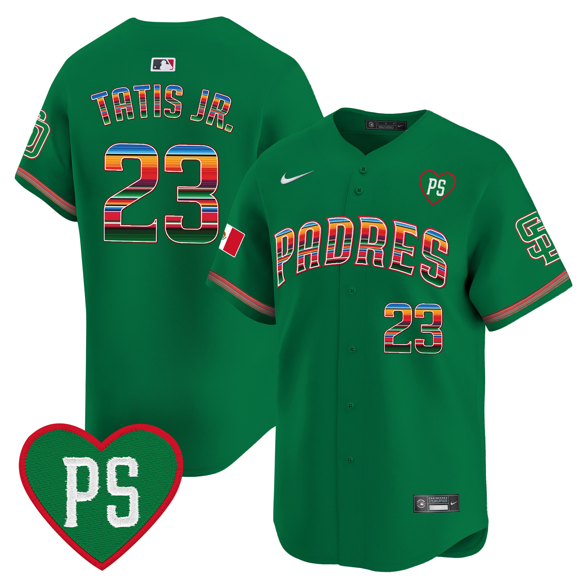 Fernando Tatis Jr. Men's San Diego Padres Mexico "For Peter" Patch Vapor Premier Limited Green Jersey - All Stitched