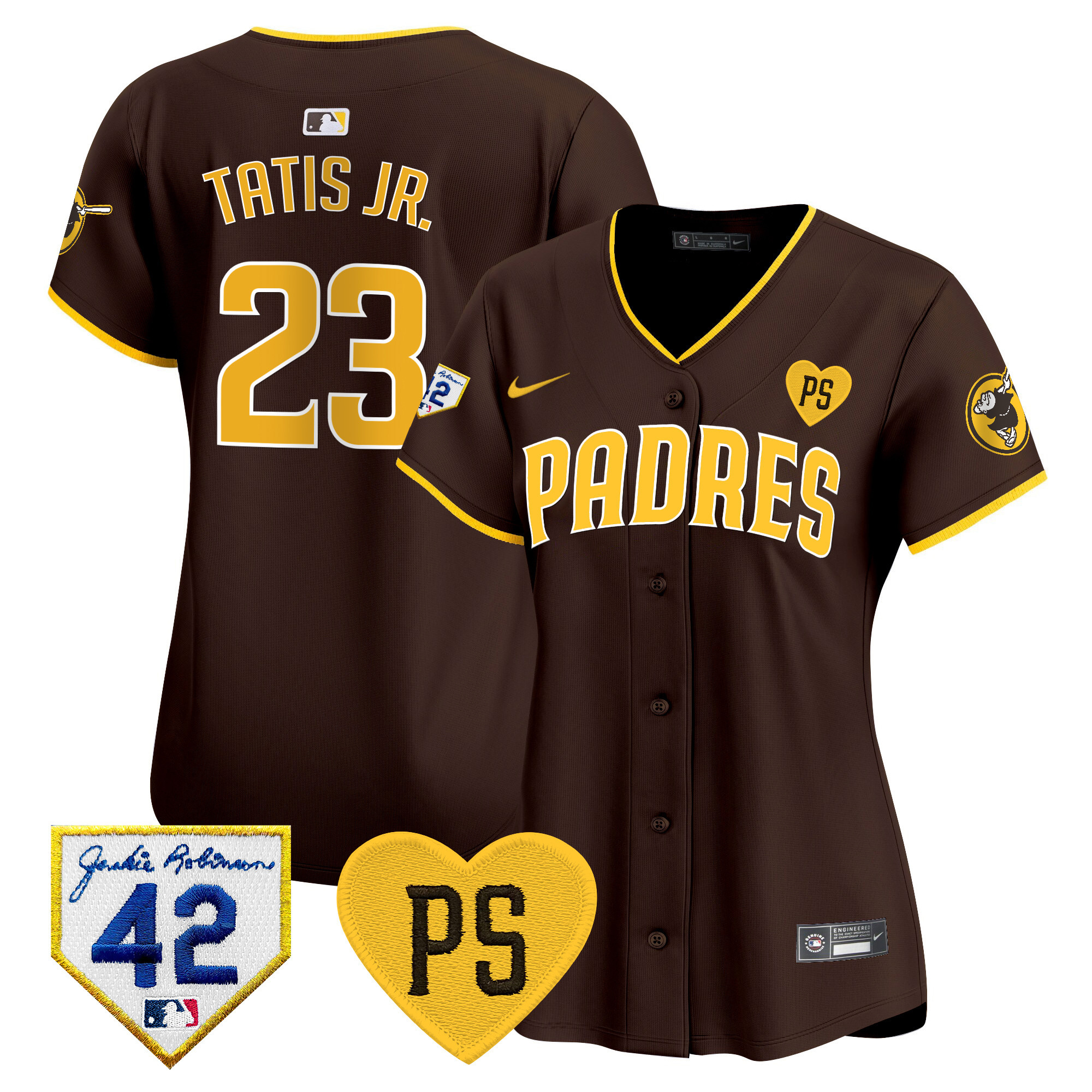 Fernando Tatis Jr. Women's San Diego Padres 2024 "For Peter" & Robinson Patch Vapor Premier Limited Brown Jersey - All Stitched