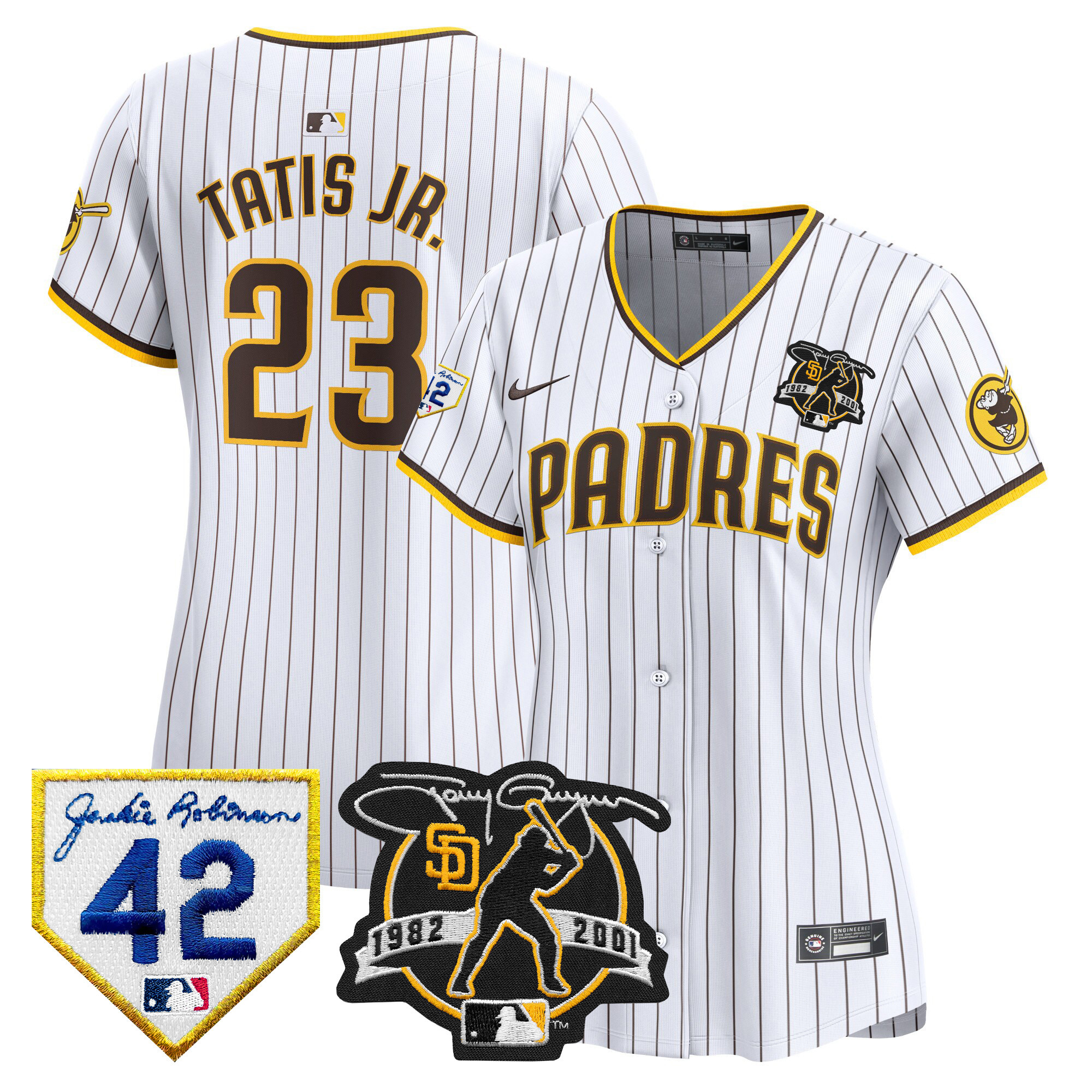 Fernando Tatis Jr. Women's San Diego Padres 2024 Tony Gwynn & Robinson Patch Vapor Premier Limited White Jersey - All Stitched