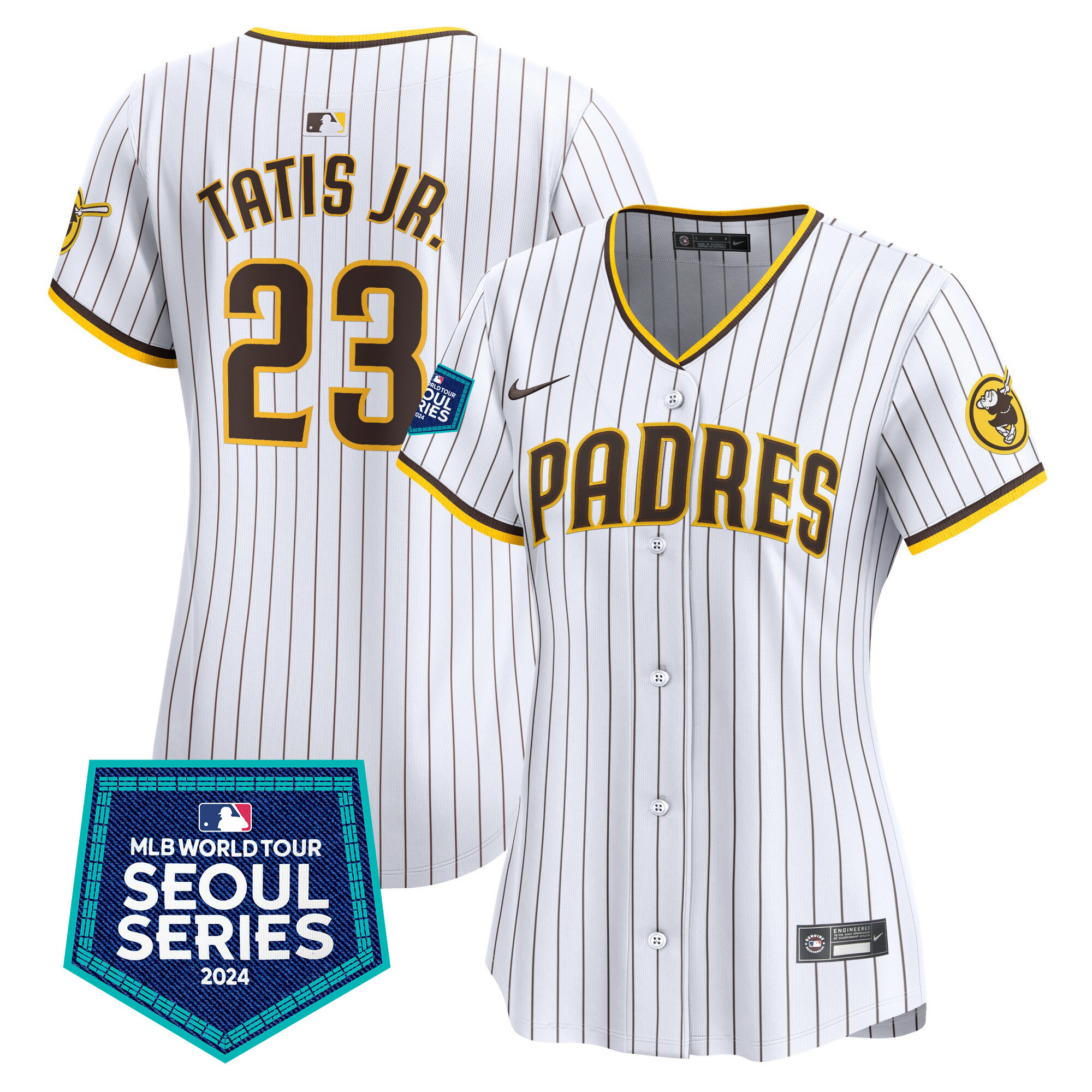 Fernando Tatis Jr. Women's San Diego Padres 2024 World Tour Seoul Series Patch Vapor Premier Limited White Jersey - All Stitched