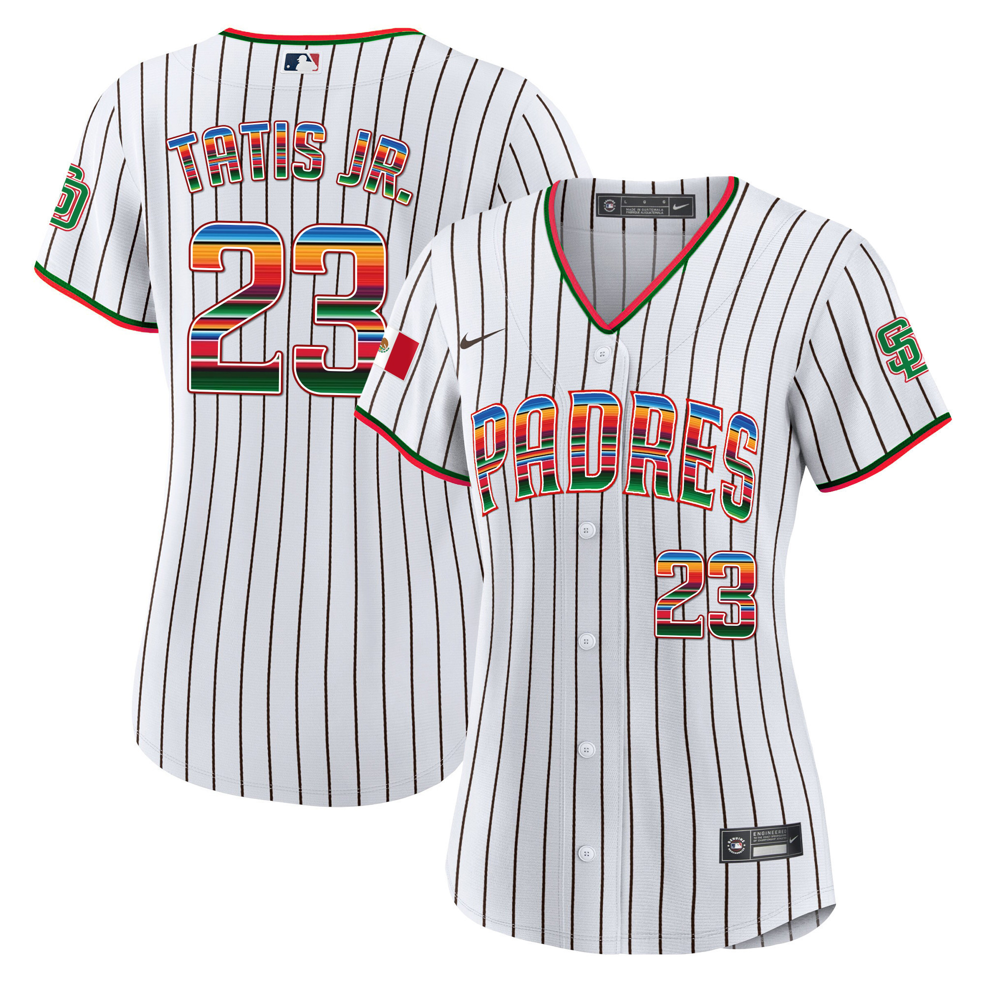 Fernando Tatis Jr. Women's San Diego Padres Mexico Cool Base Limited Pinstripe Jersey - All Stitched