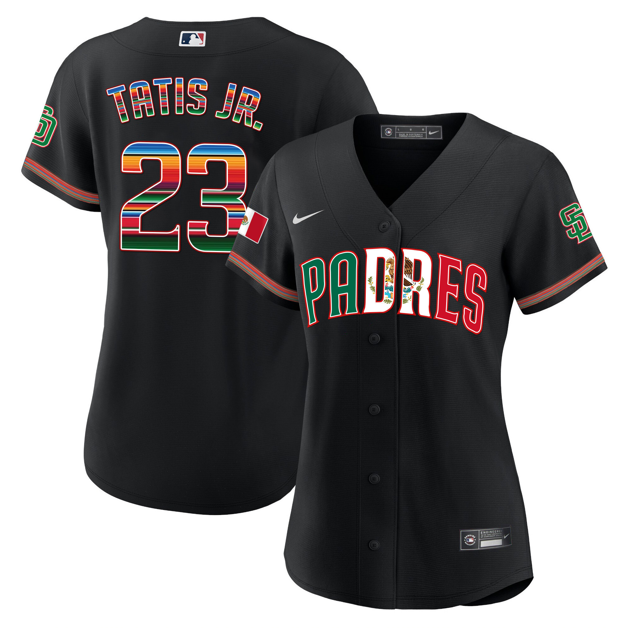 Fernando Tatis Jr. Women's San Diego Padres Mexico Cool Base Limited V2 Black Jersey - All Stitched