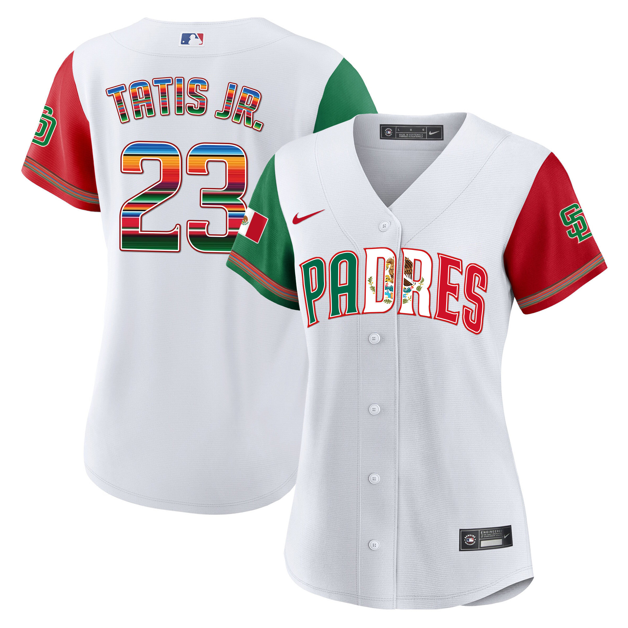 Fernando Tatis Jr. Women's San Diego Padres Mexico Cool Base Limited V2 Color Sleeves Jersey - All Stitched
