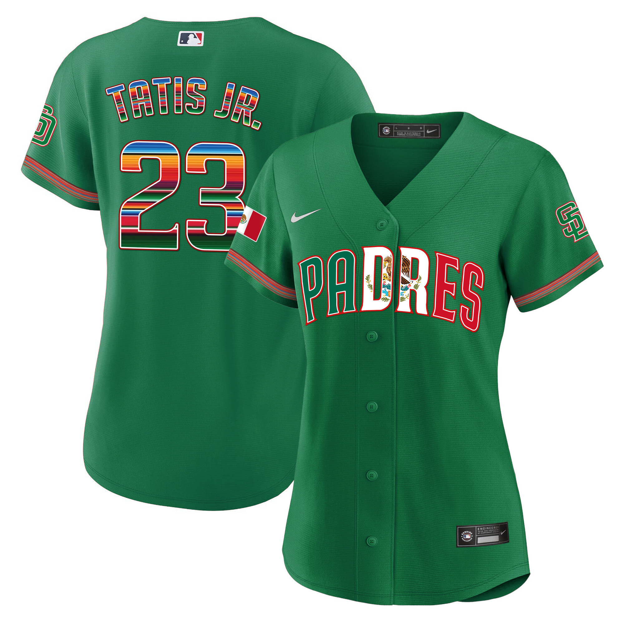 Fernando Tatis Jr. Women's San Diego Padres Mexico Cool Base Limited V2 Green Jersey - All Stitched