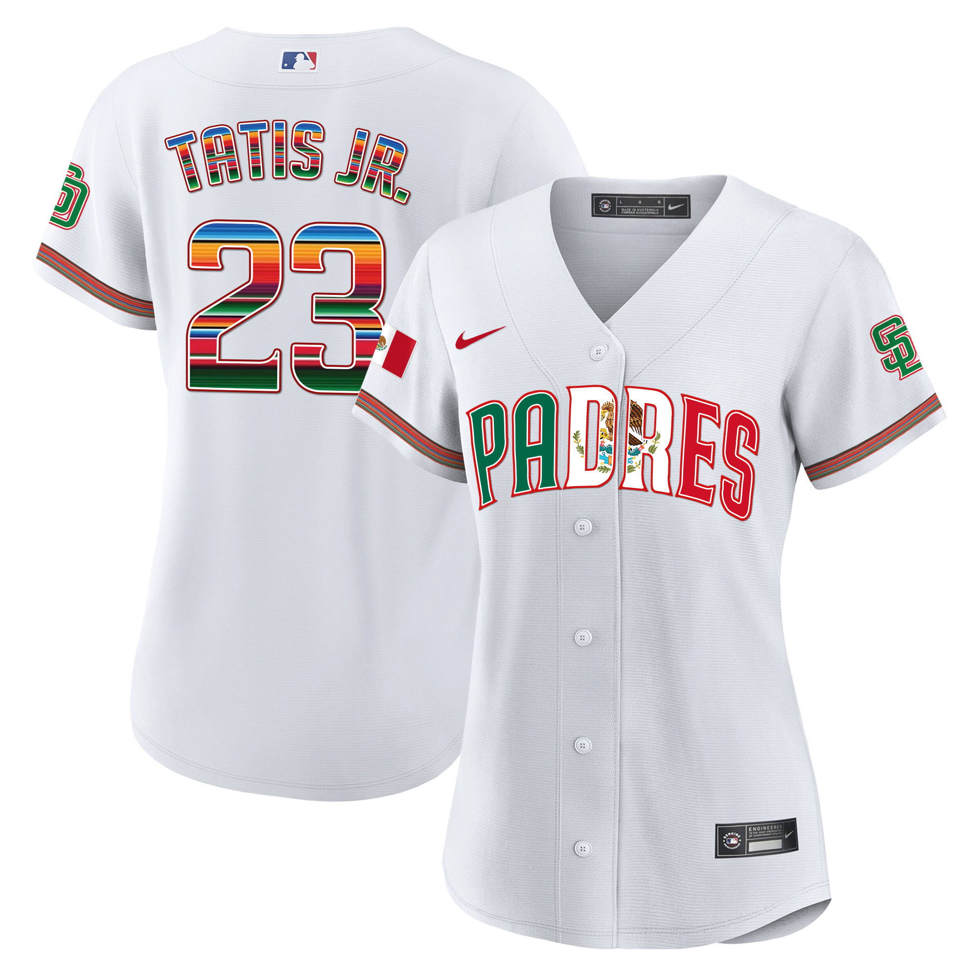Fernando Tatis Jr. Women's San Diego Padres Mexico Cool Base Limited V2 White Jersey - All Stitched