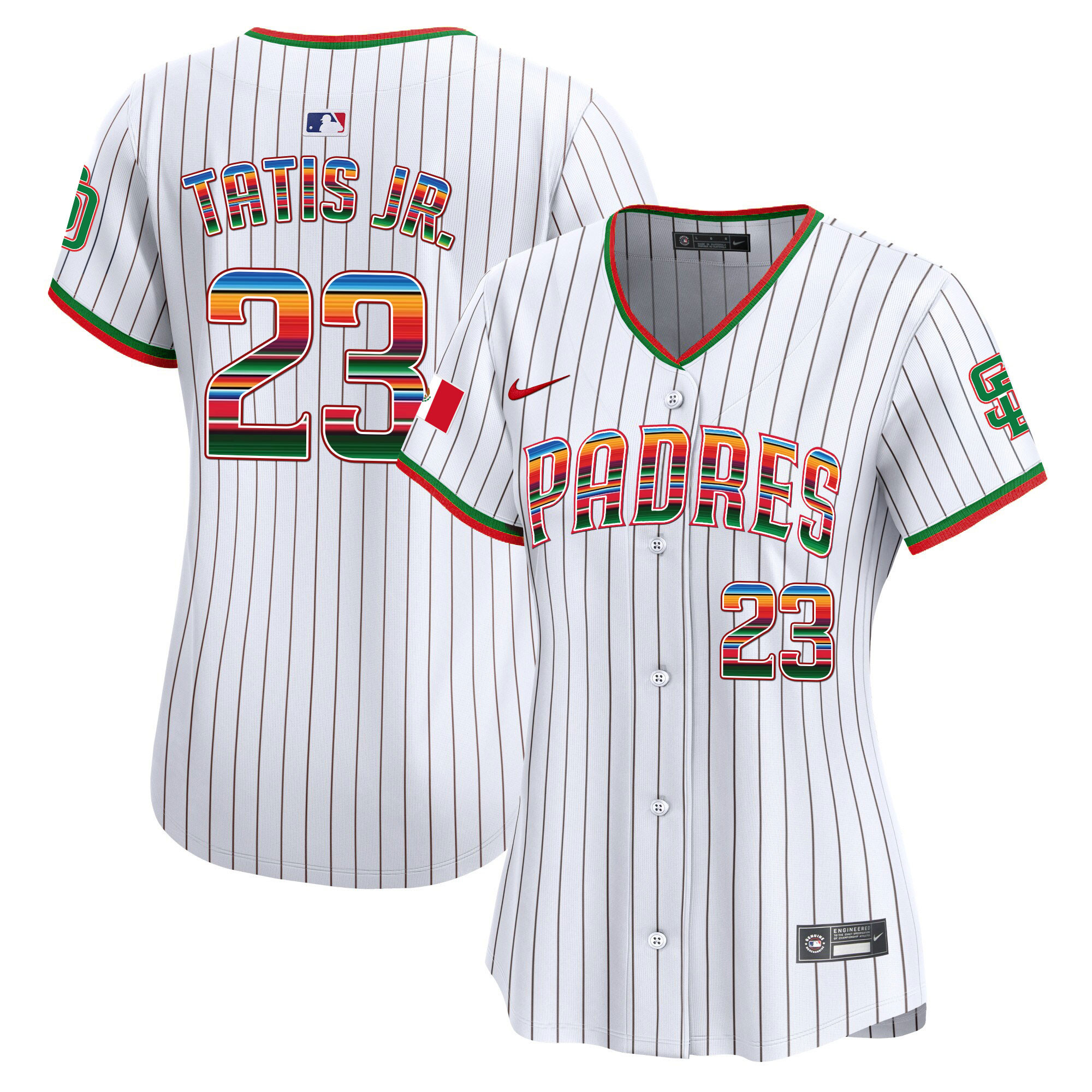 Fernando Tatis Jr Women's San Diego Padres Mexico Premier Limited Pinstripe Jersey - All Stitched