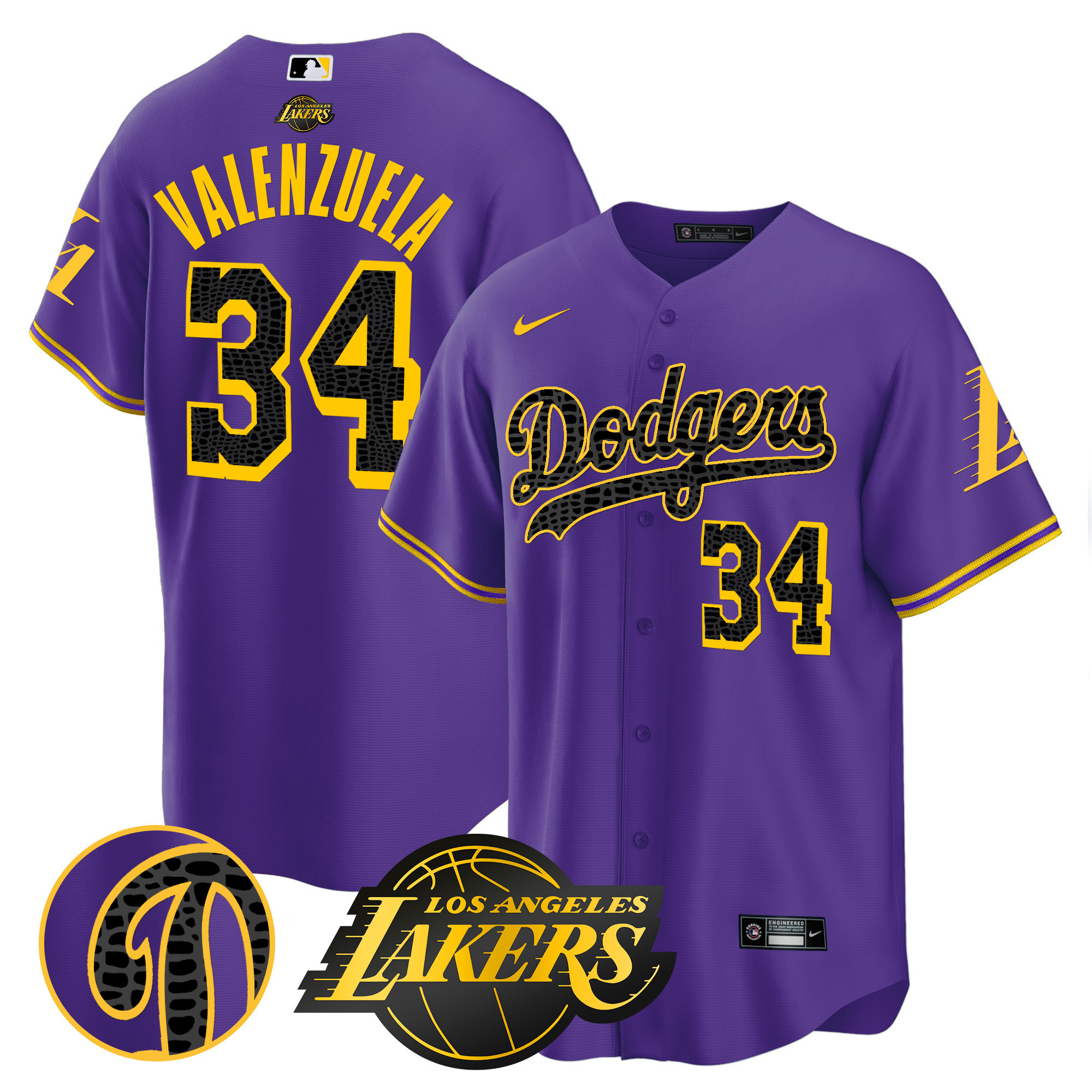 Fernando Valenzuela Men's Los Angeles Dodgers Cool Base Mamba Purple Jersey - All Stitched