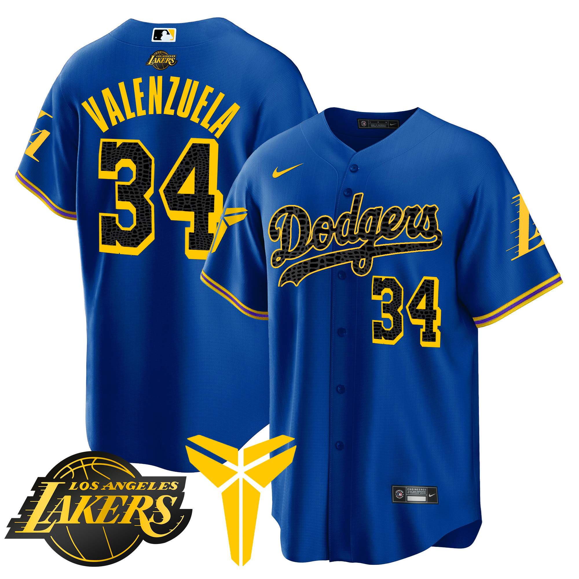 Fernando Valenzuela Men's Los Angeles Dodgers Cool Base Mamba V2 Royal Jersey - All Stitched