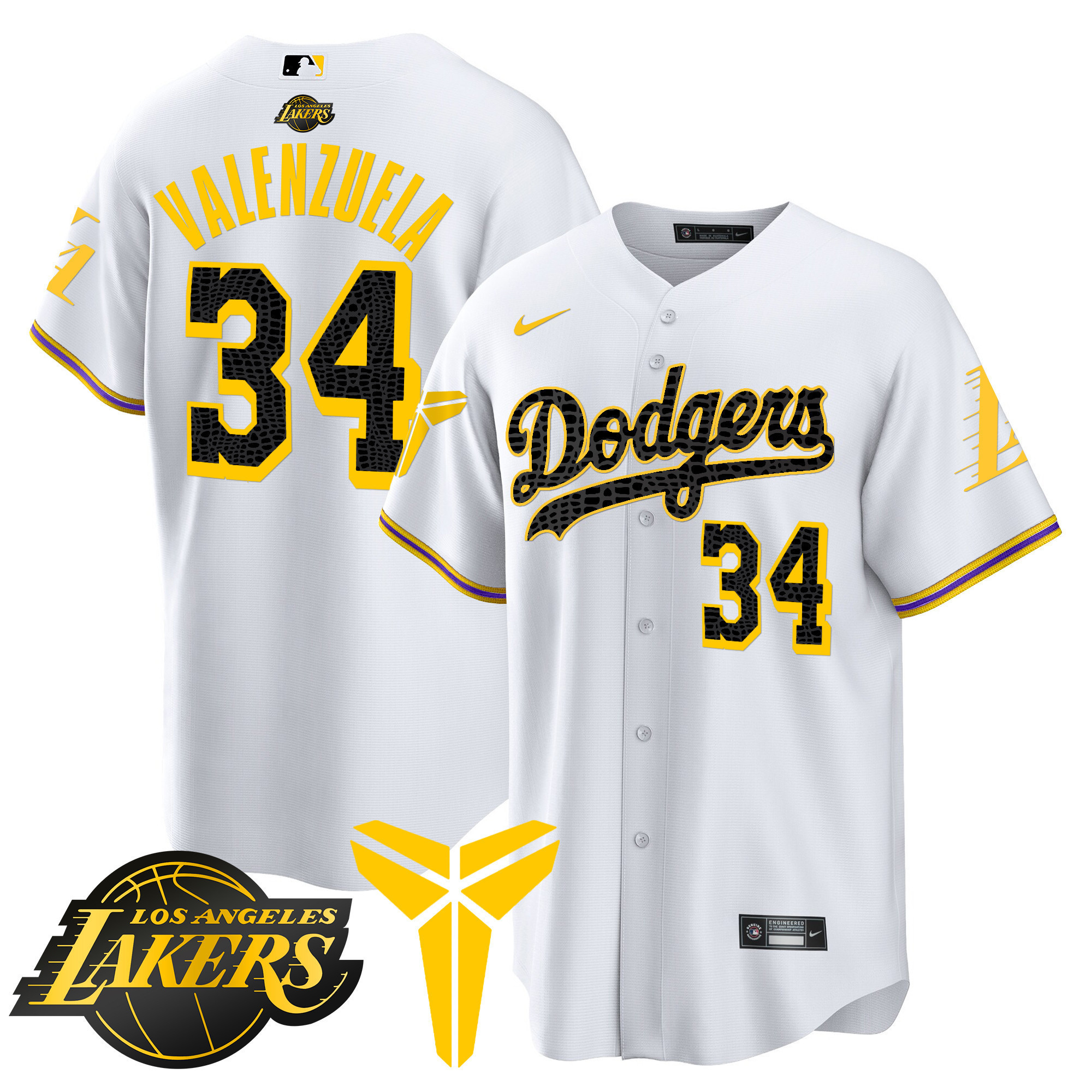 Fernando Valenzuela Men's Los Angeles Dodgers Cool Base Mamba V2 White Jersey - All Stitched