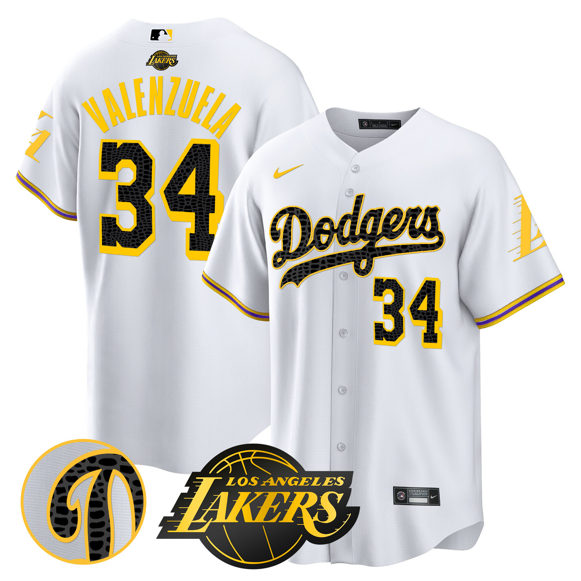 Fernando Valenzuela Men's Los Angeles Dodgers Cool Base Mamba White Jersey - All Stitched