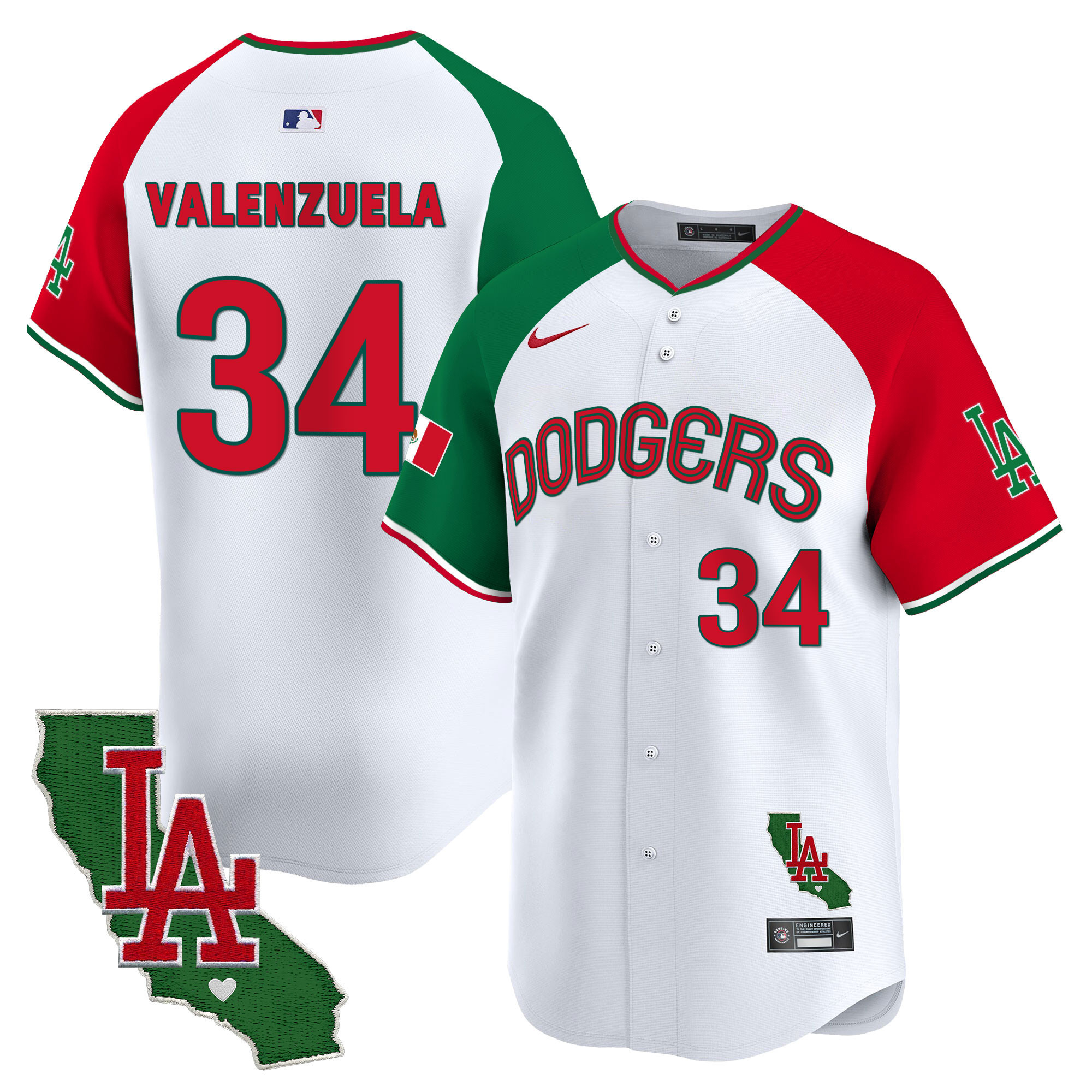 Fernando Valenzuela Men's Los Angeles Dodgers Mexico California Patch Vapor Premier Limited V3 Alternate Jersey - All Stitched
