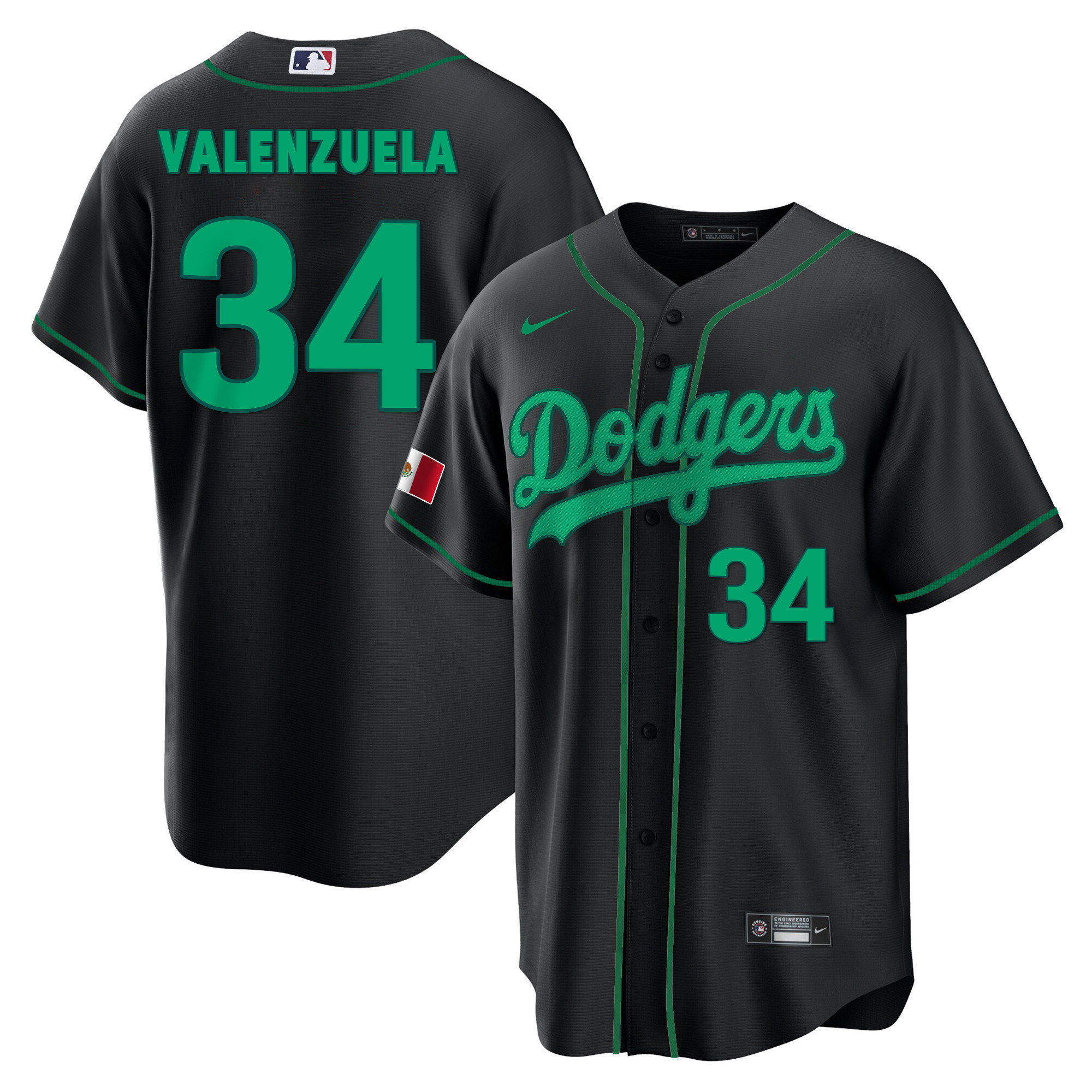 Fernando Valenzuela Men's Los Angeles Dodgers Mexico Cool Base Black Jersey - All Stitched