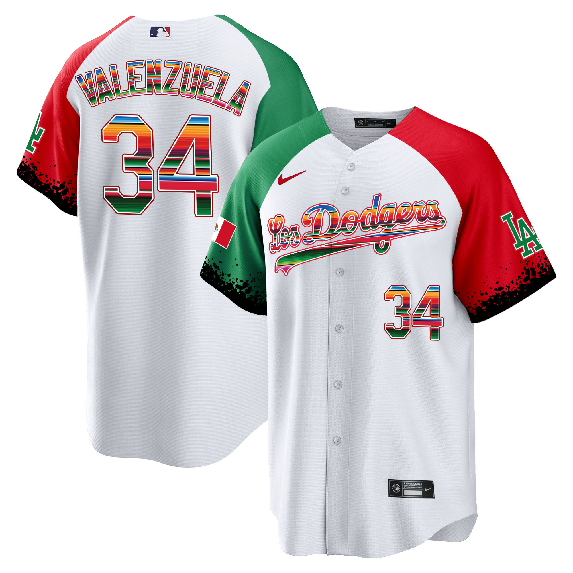 Fernando Valenzuela Men's Los Angeles Dodgers Mexico Cool Base City Connect Limited Alternate Jersey - All Stitched