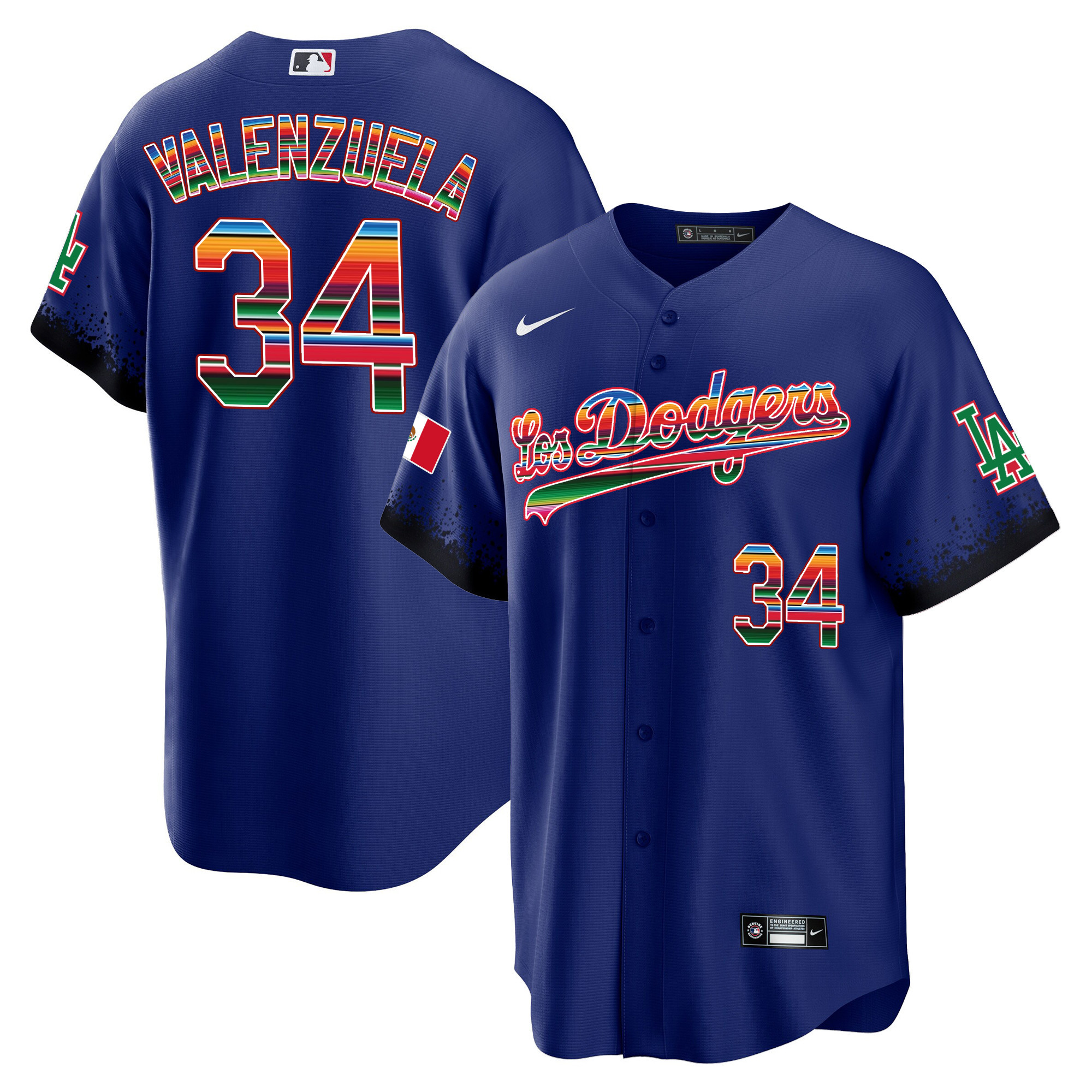 Fernando Valenzuela Men's Los Angeles Dodgers Mexico Cool Base City Connect Limited Royal Jersey - All Stitched